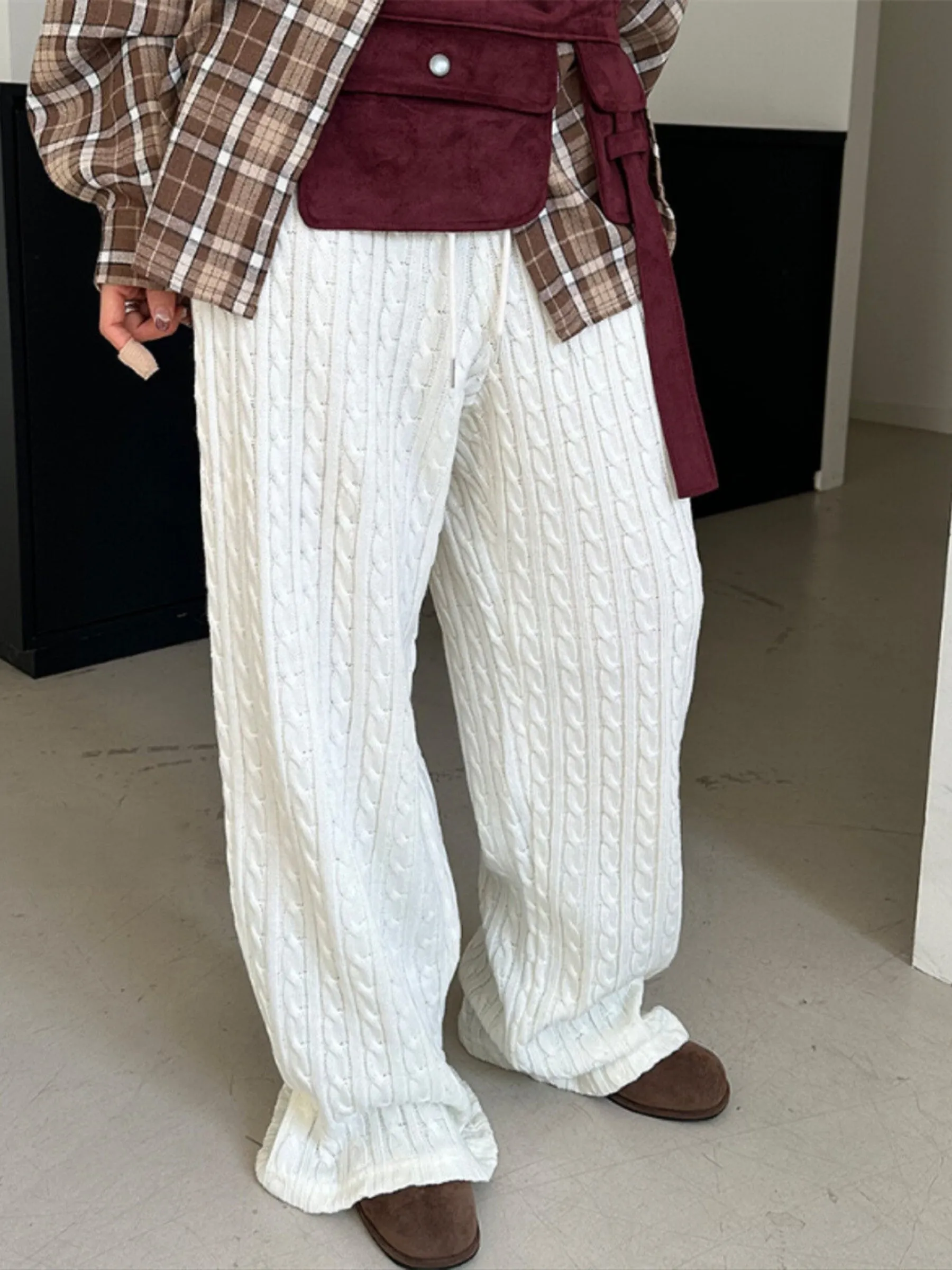 Addalynn Woolen Drawstring Straight Pants