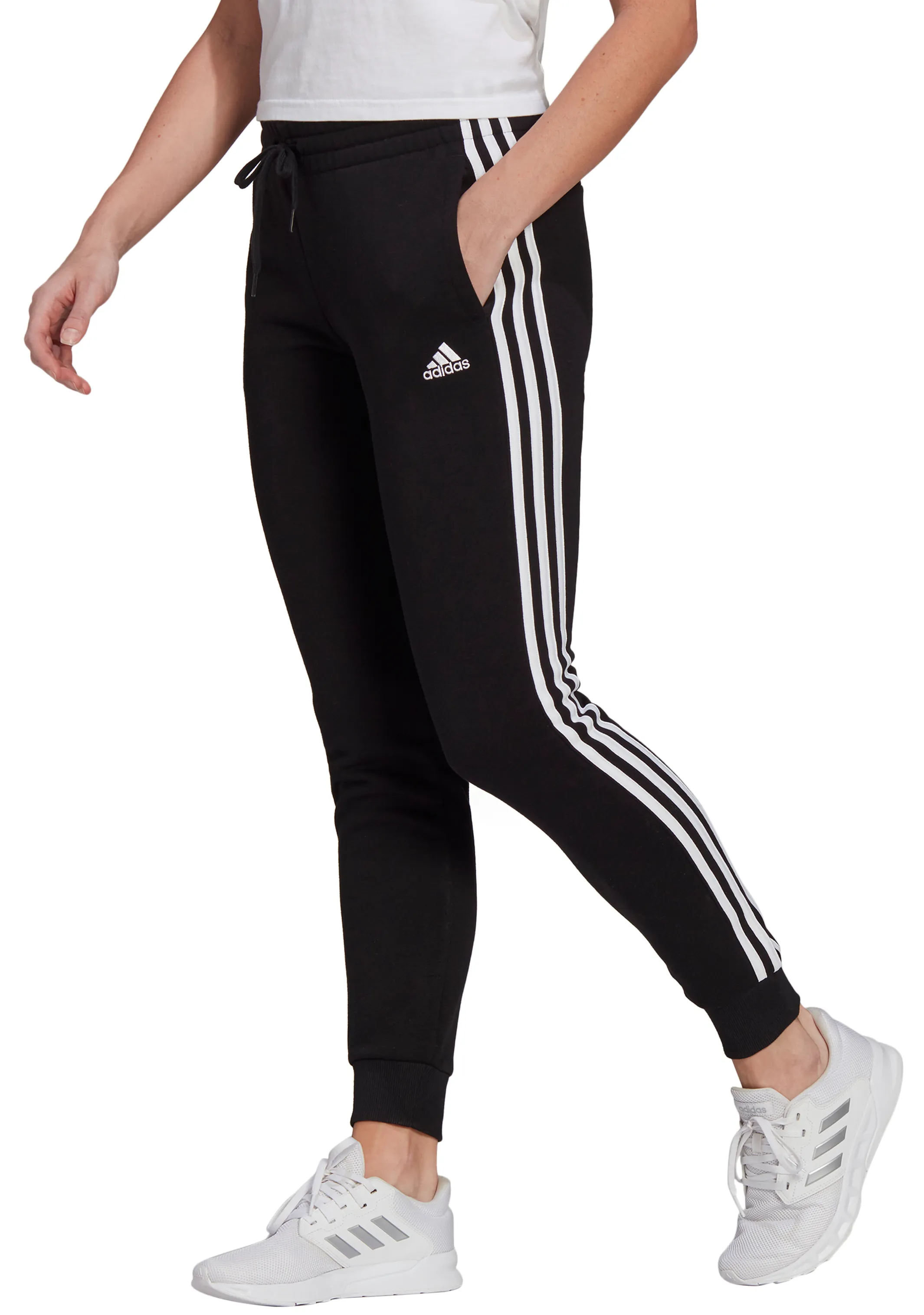 Adidas Womens Essential Fleece 3 Stripe Pants <br> GM5551