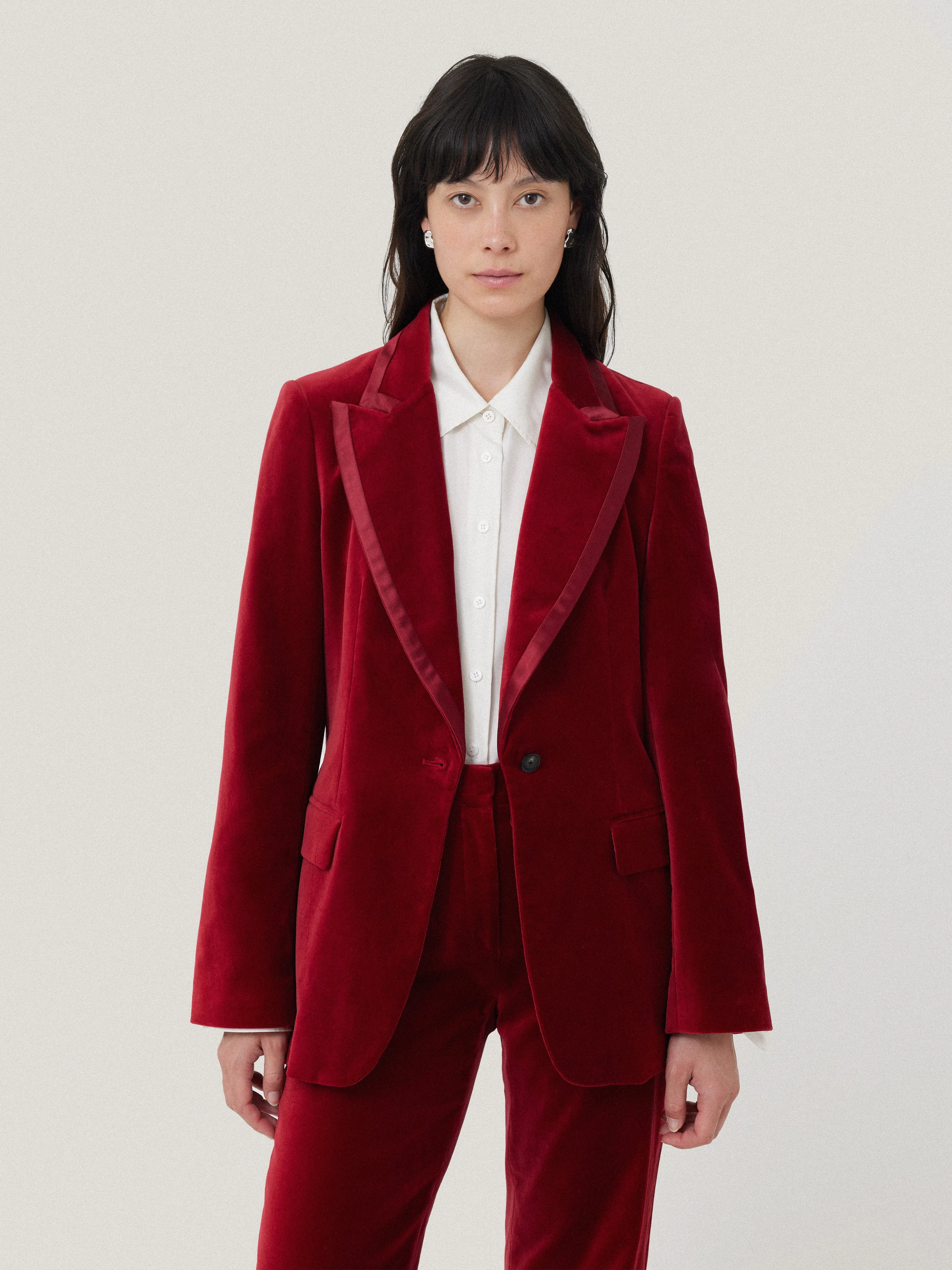 Ashby Velvet Blazer | Red