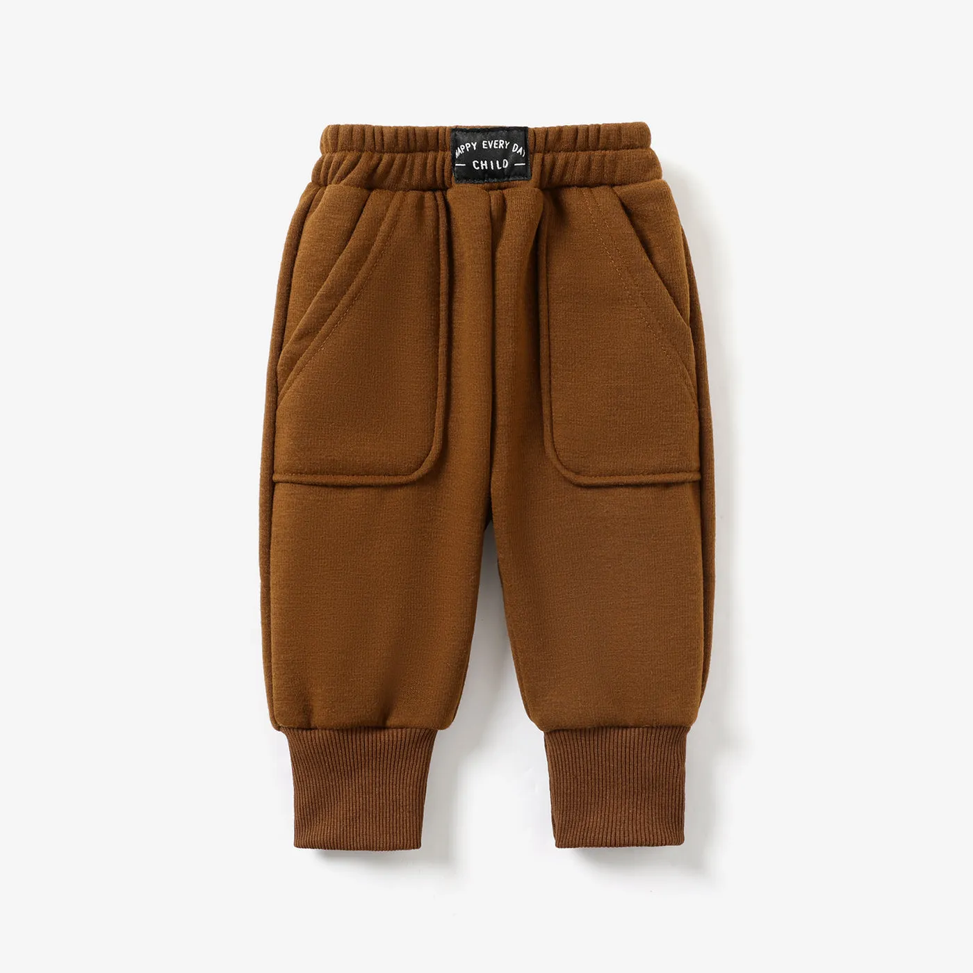 Baby Boy/Girl Solid Fleece-lining Casual Pants