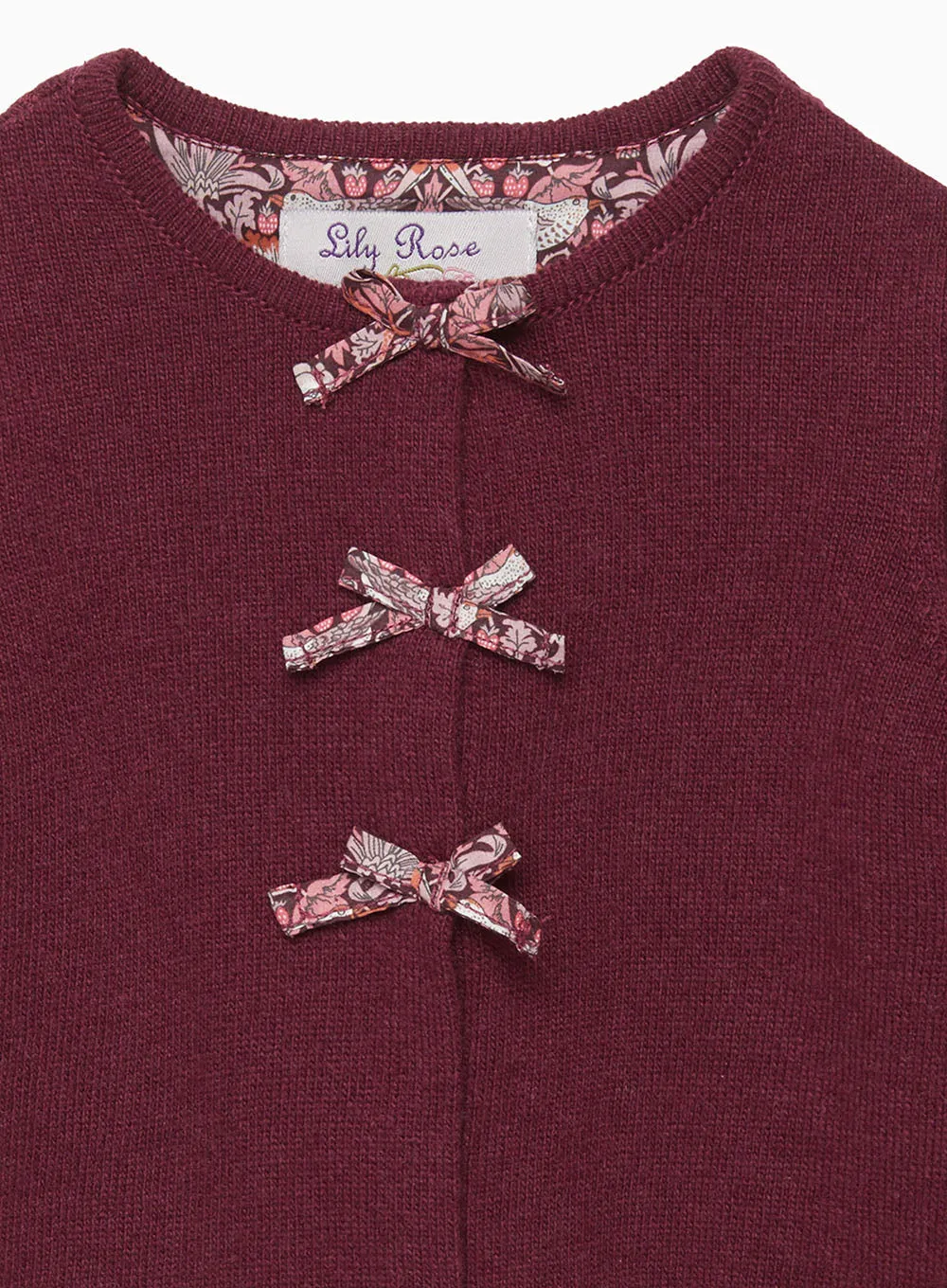 Baby Strawberry Thief Bow Cardigan