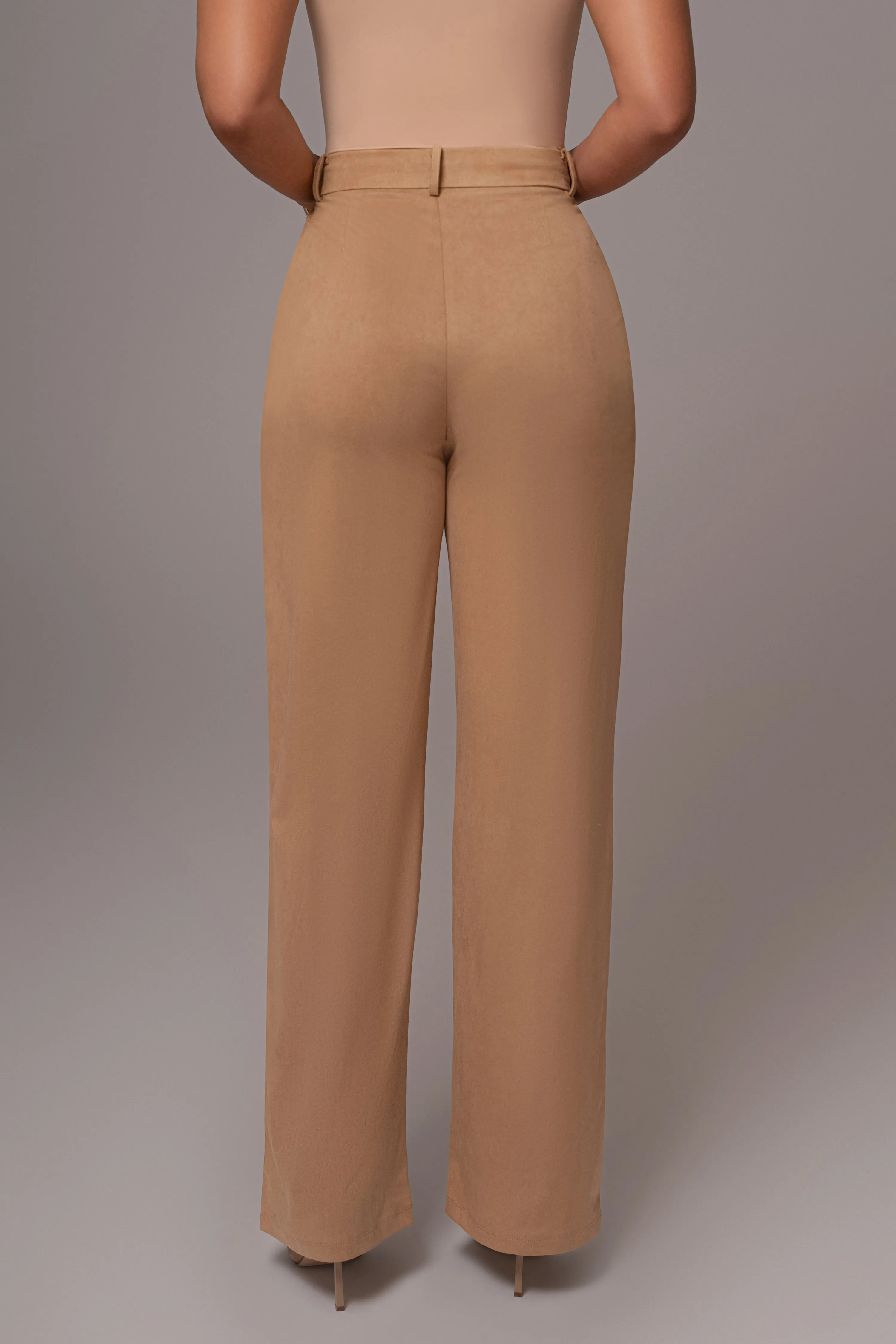 Beige Classic High Rise Trousers