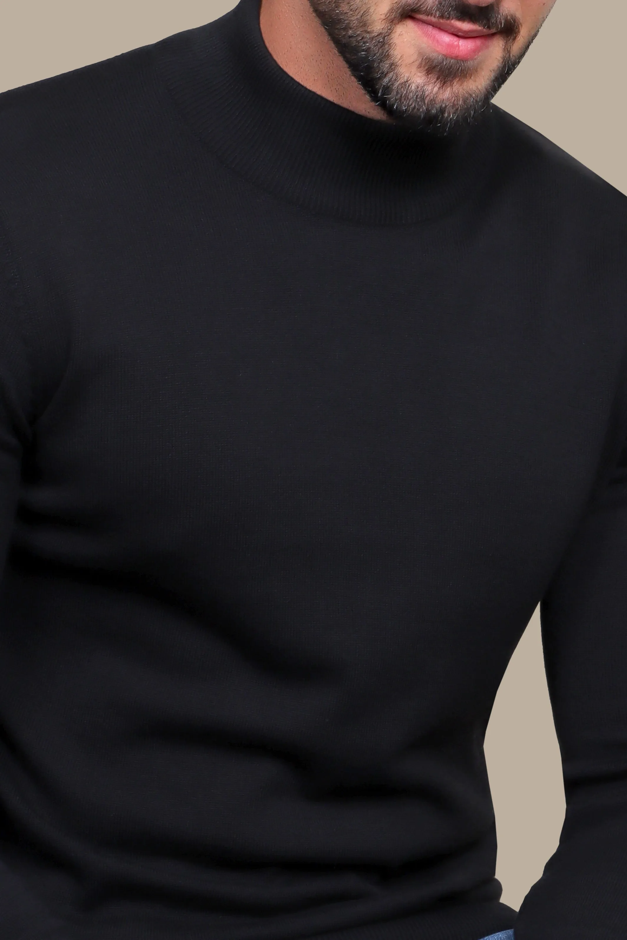 Black High Neck Basic Sweater