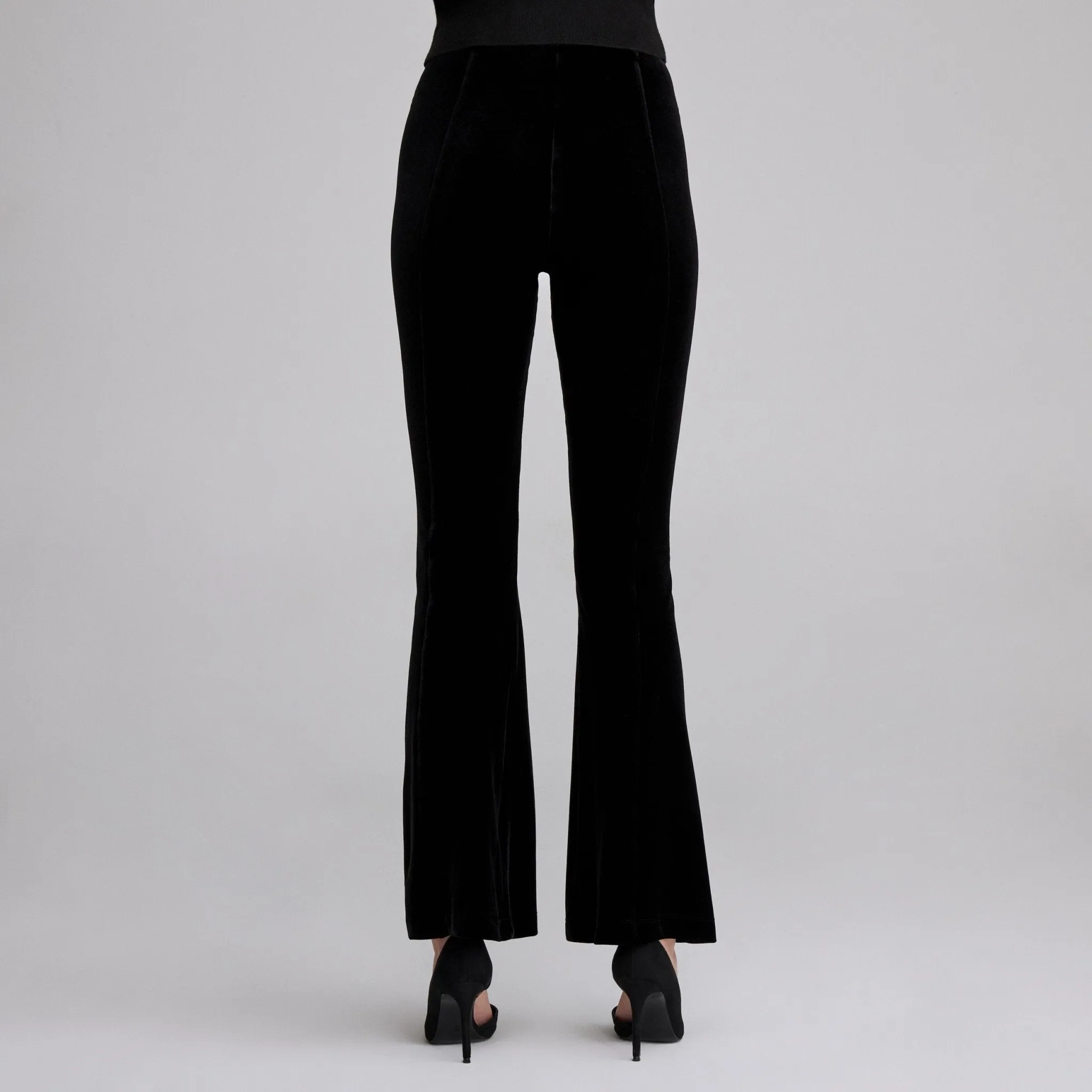 Black High Waist Velvet Flare Pants