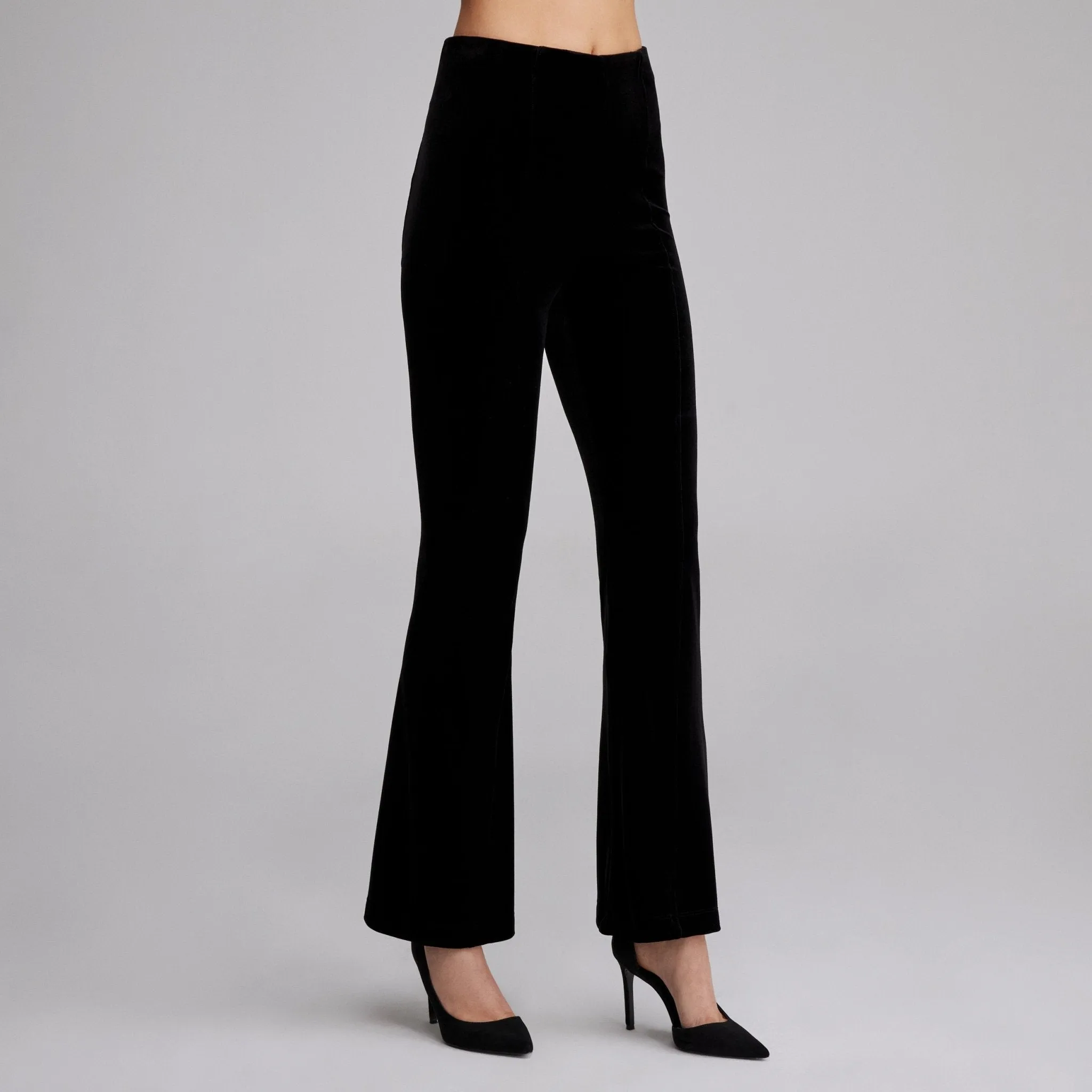 Black High Waist Velvet Flare Pants