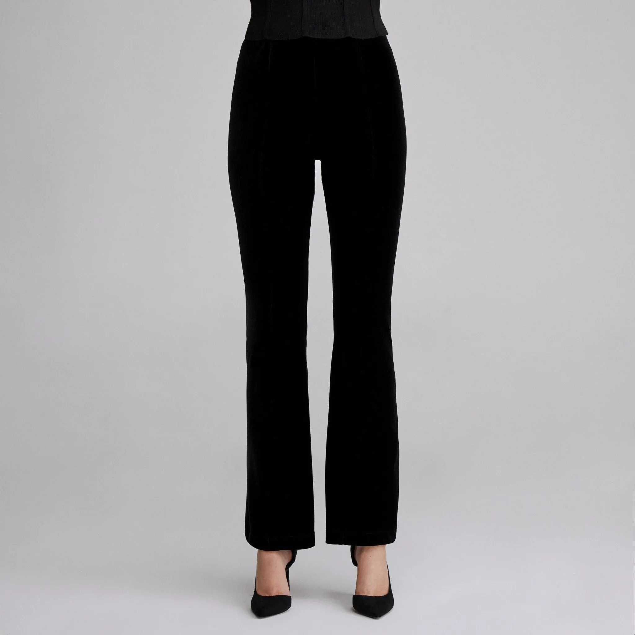 Black High Waist Velvet Flare Pants