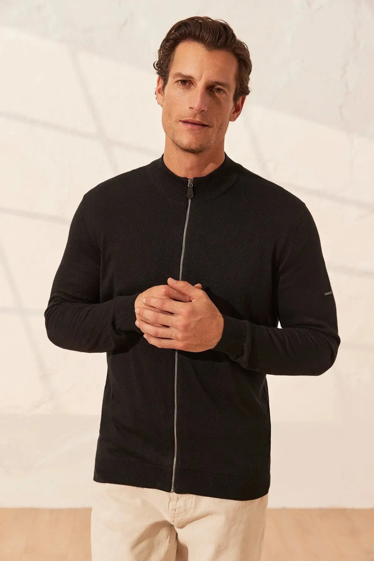 Black Silk and Cashmere Men's Cardigan