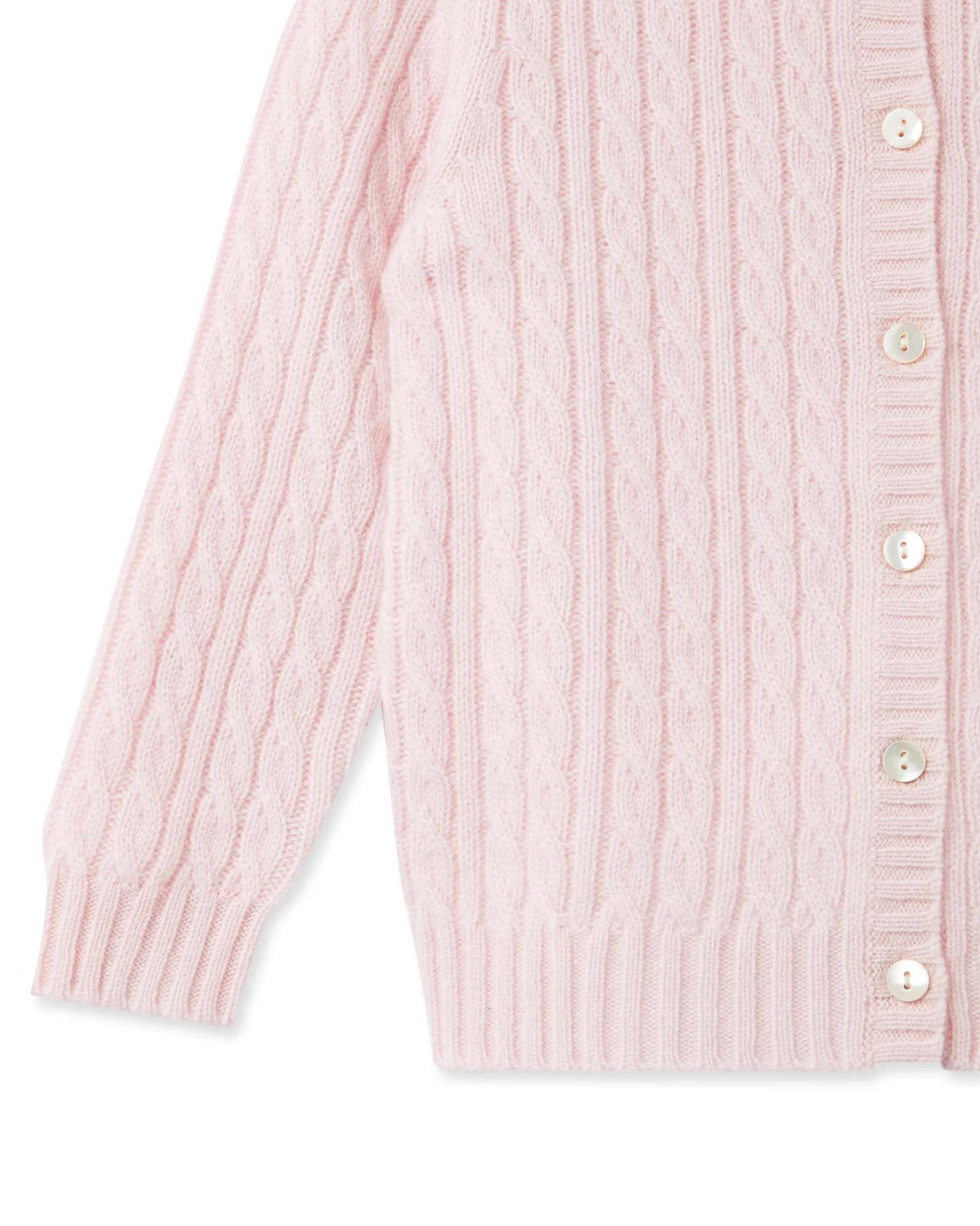 Cashmere Cable Cardigan Pale Pink