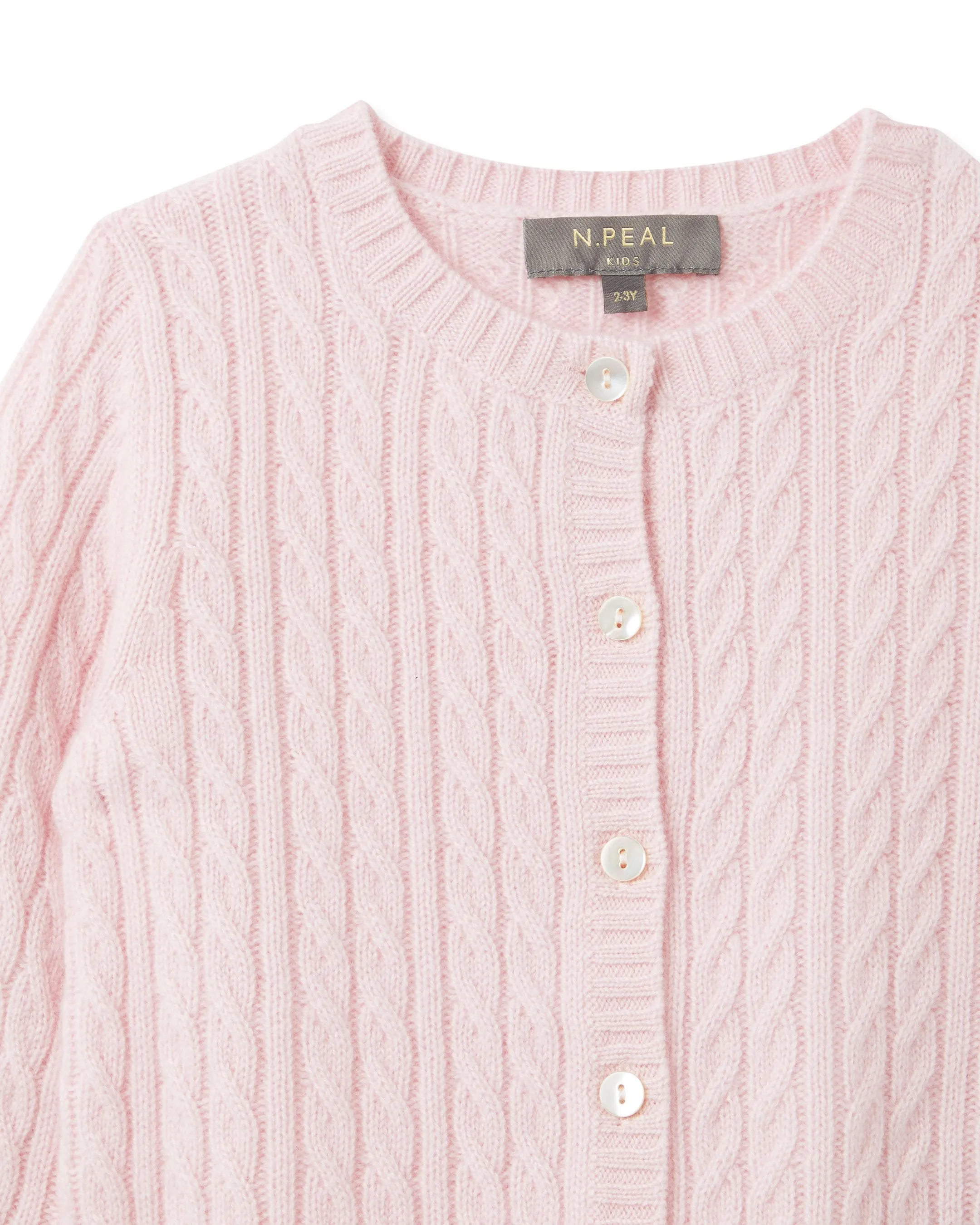 Cashmere Cable Cardigan Pale Pink