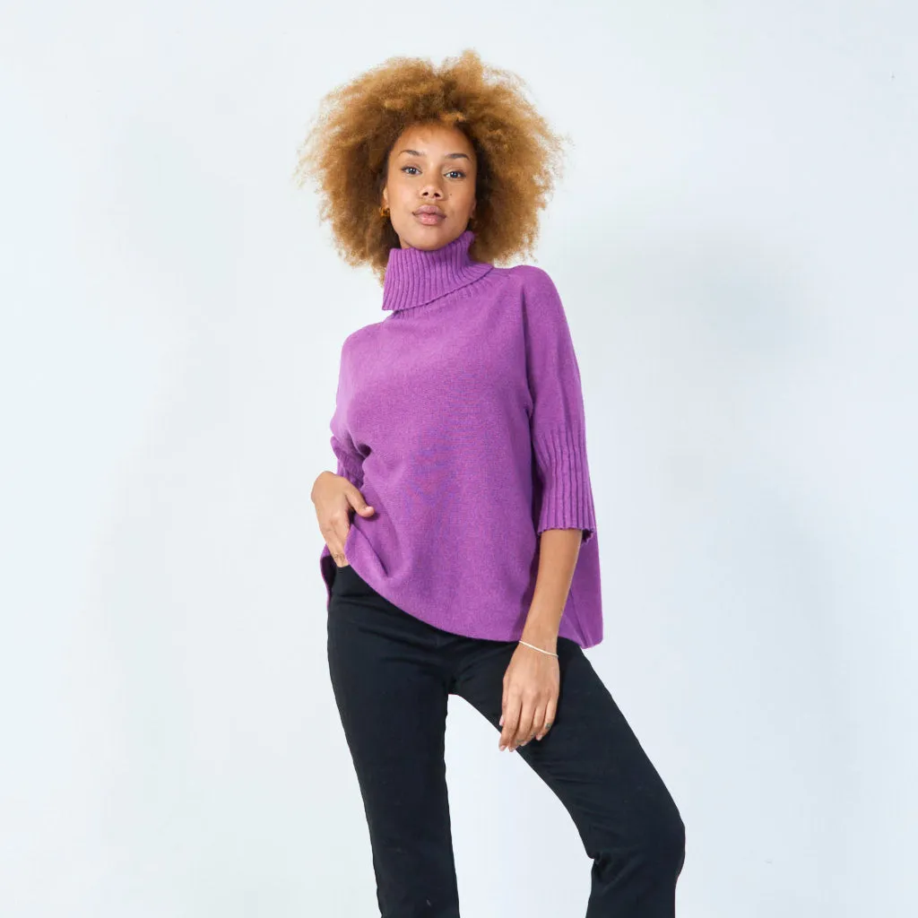 Cozy turtleneck knit poncho wholesale