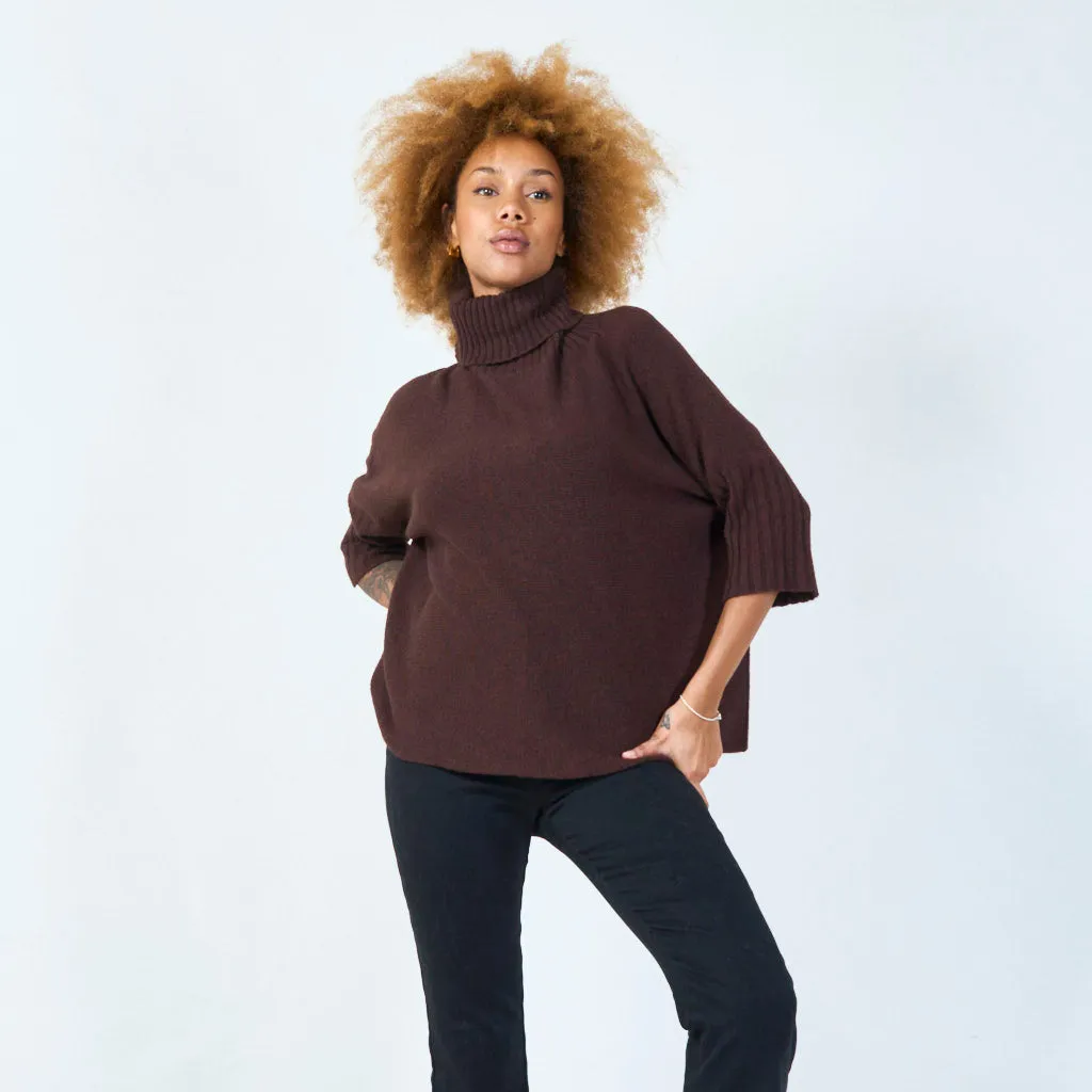 Cozy turtleneck knit poncho wholesale