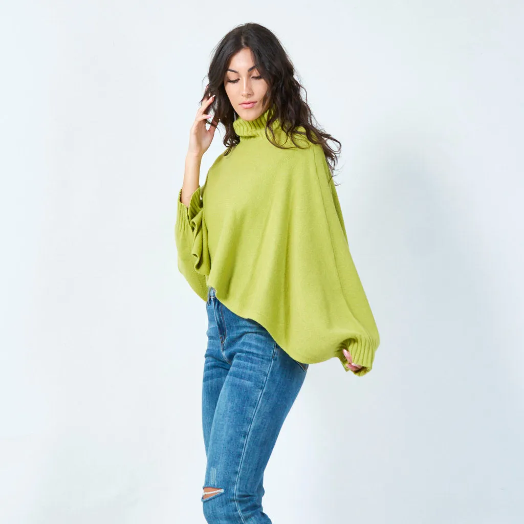 Cropped cowl neck poncho sweater wholesale