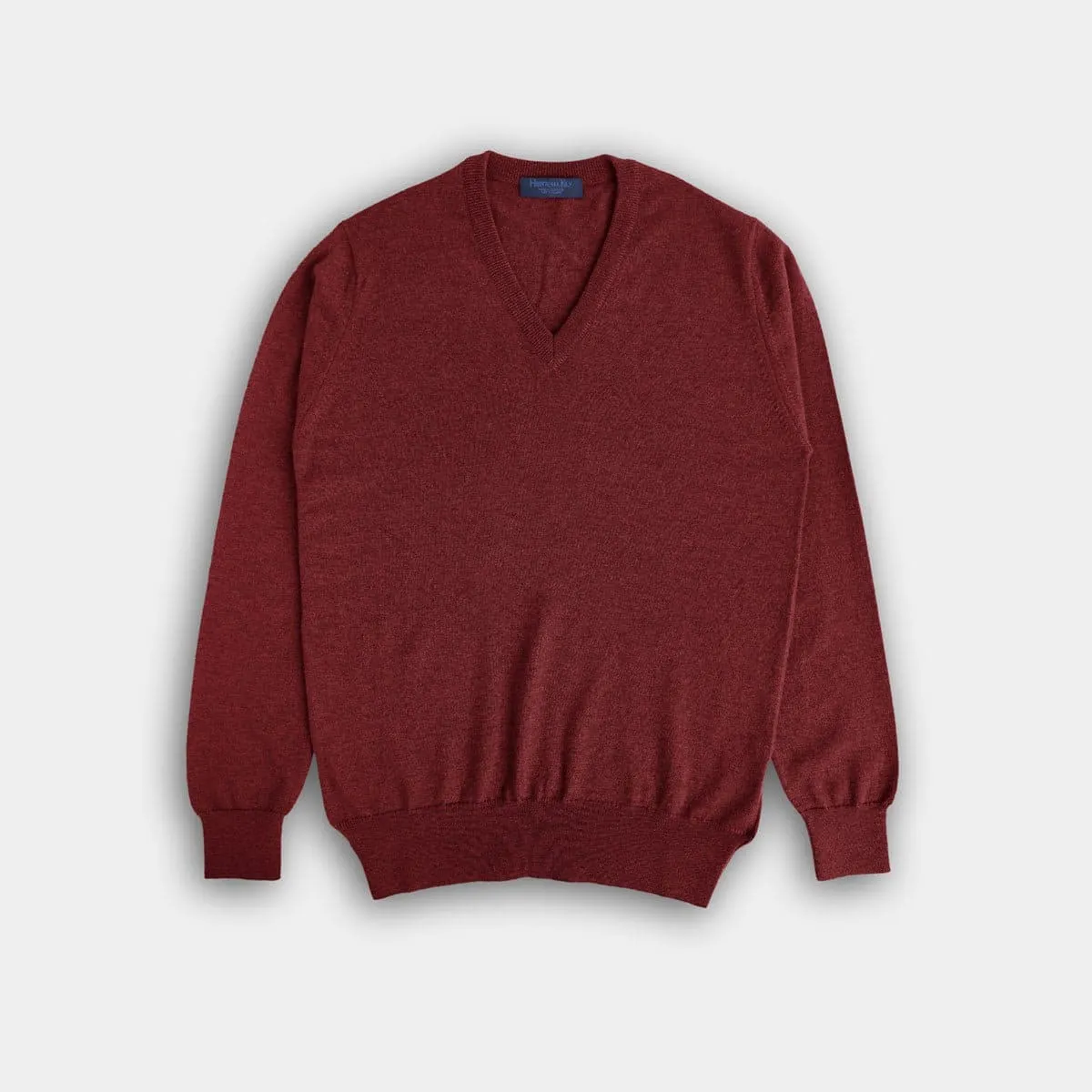 Dark Red V-Neck Cashmere Sweater