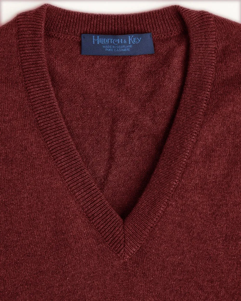 Dark Red V-Neck Cashmere Sweater