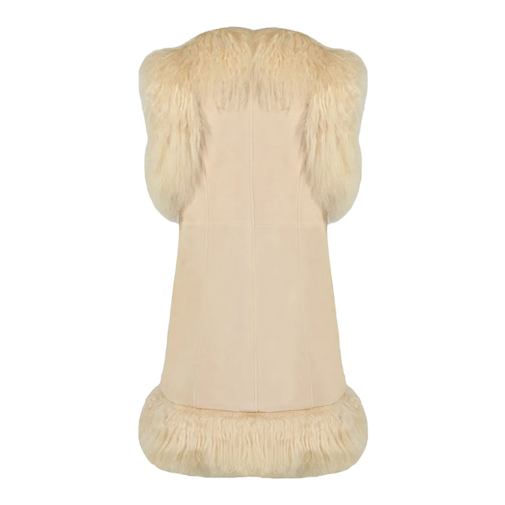 Dorothy Suede Shearling Midi Vest