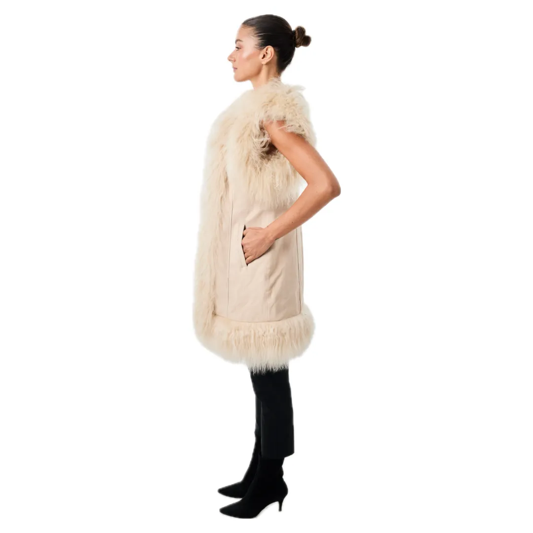 Dorothy Suede Shearling Midi Vest