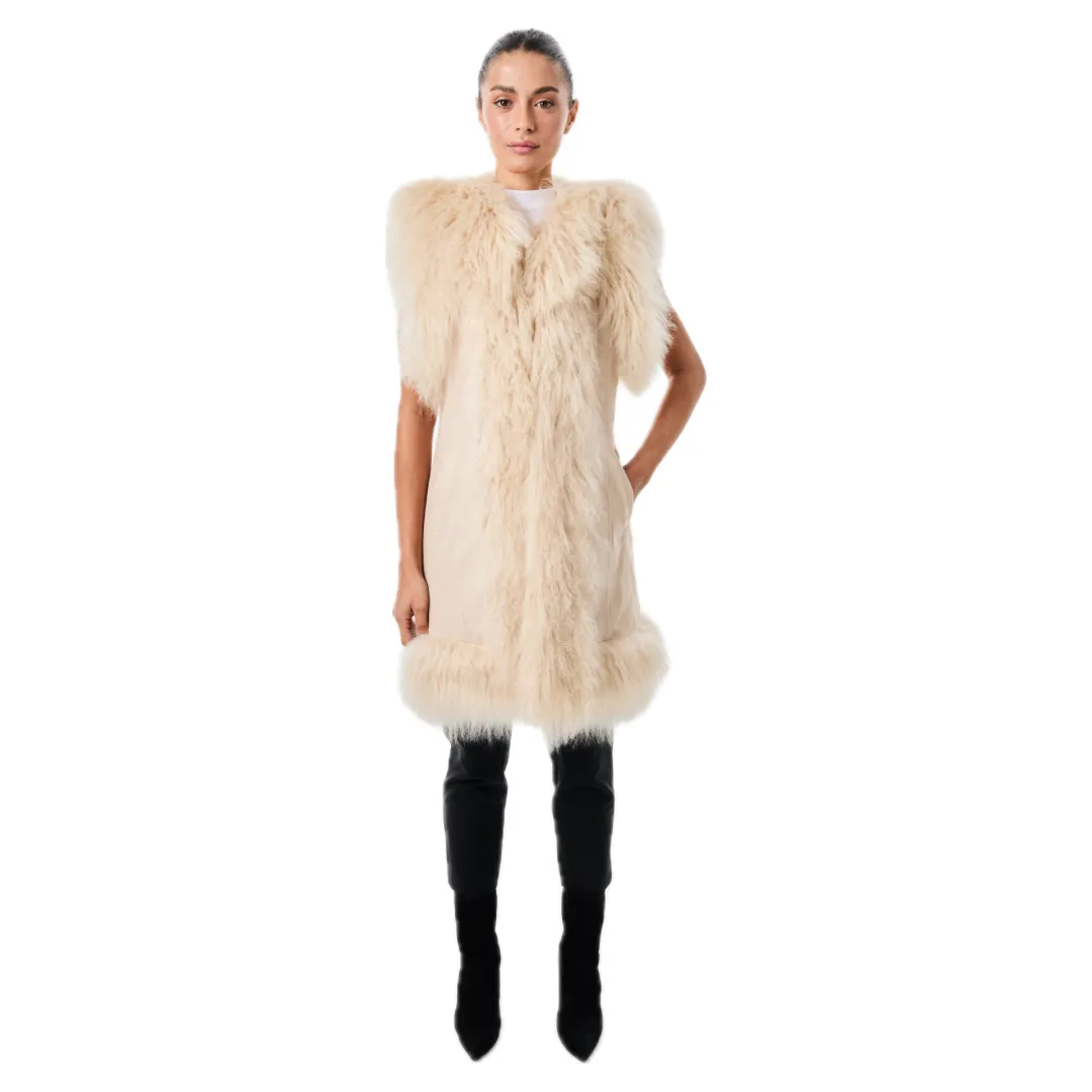 Dorothy Suede Shearling Midi Vest