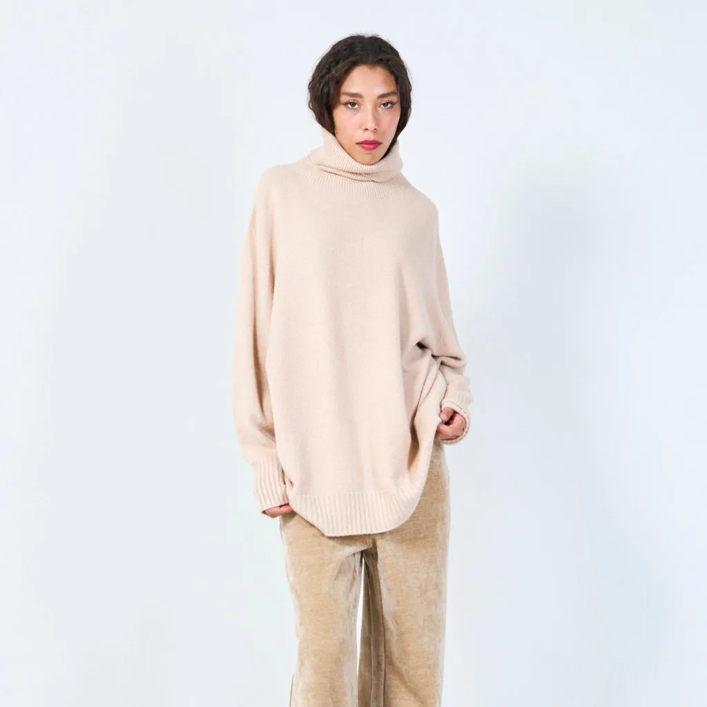 Elegant ribbed collar poncho wholesale