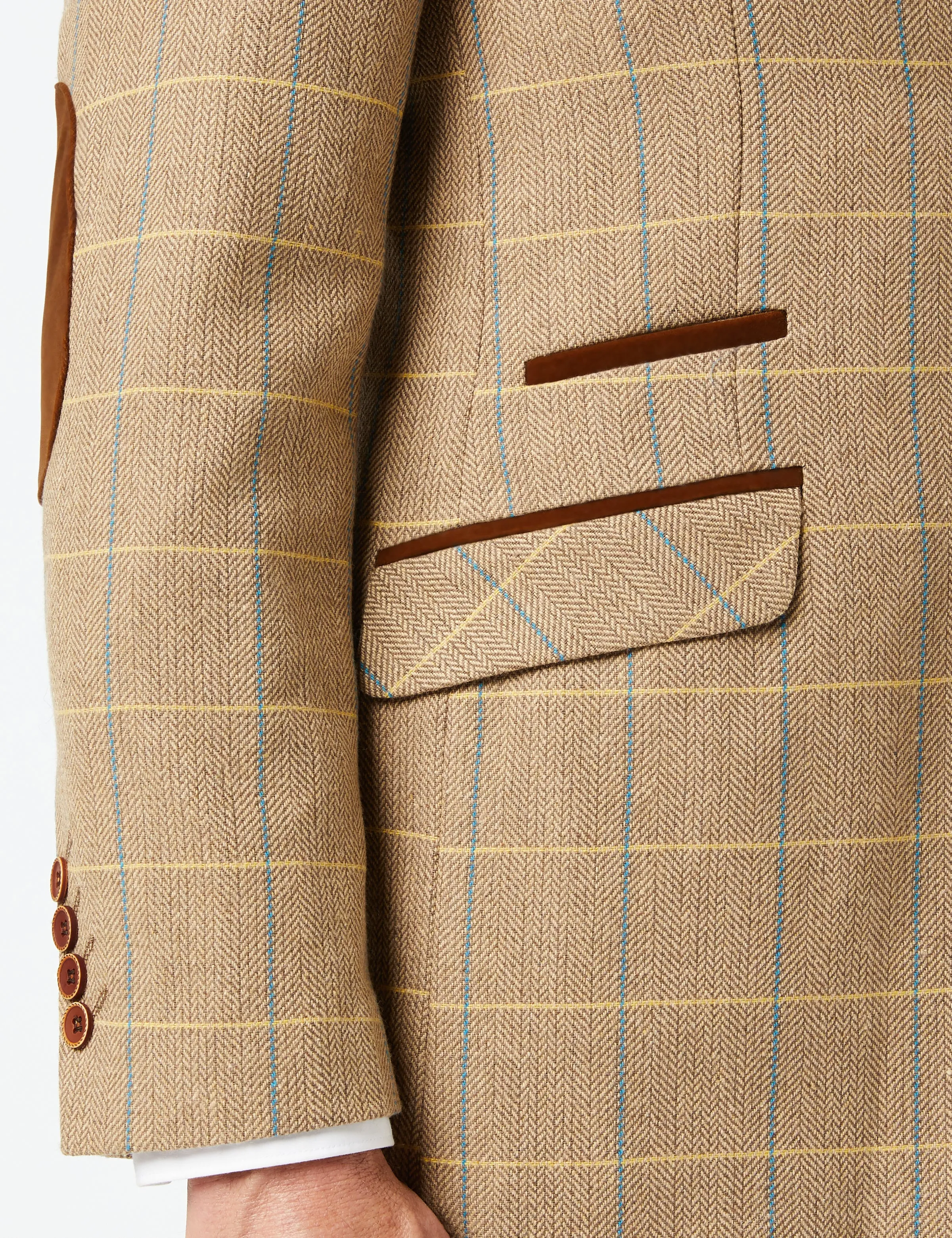 ELTON - Light Brown Tweed Check Blazer