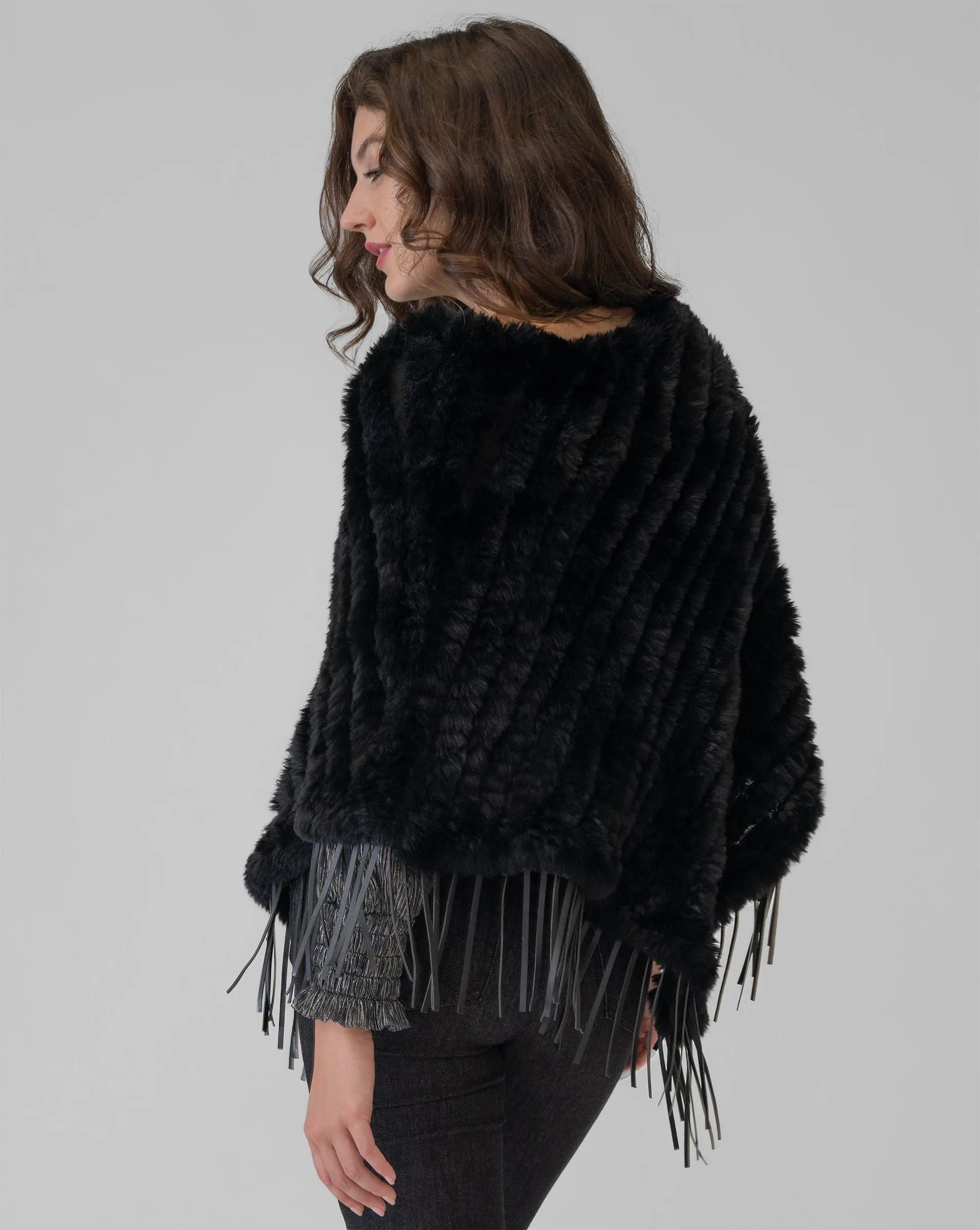 Faux Fur Fringe Poncho