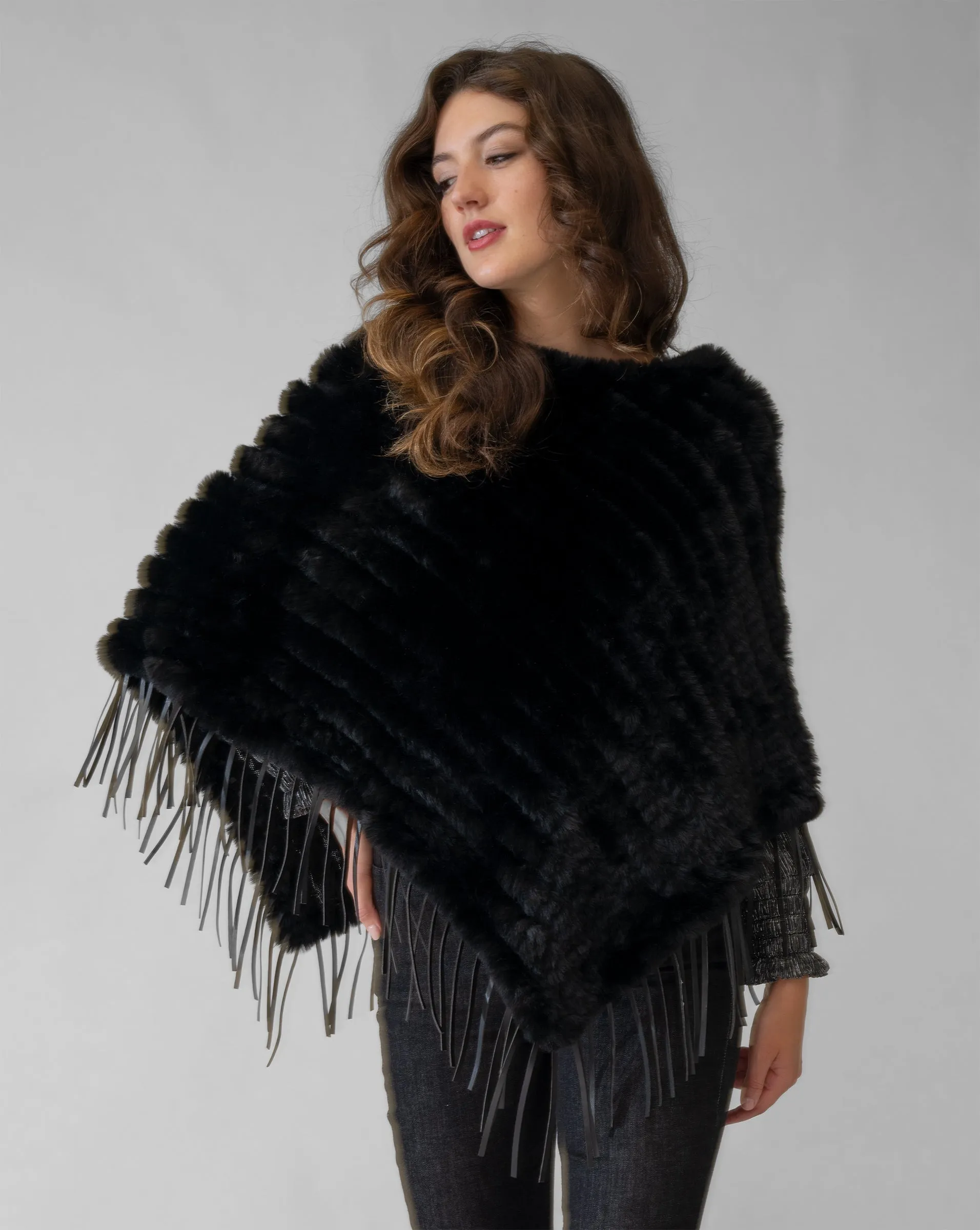 Faux Fur Fringe Poncho