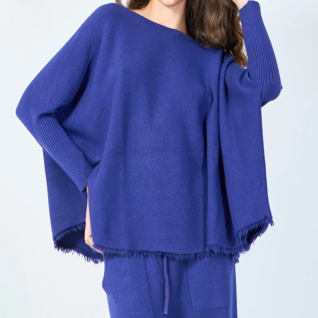 Fringe hem knit poncho wholesale