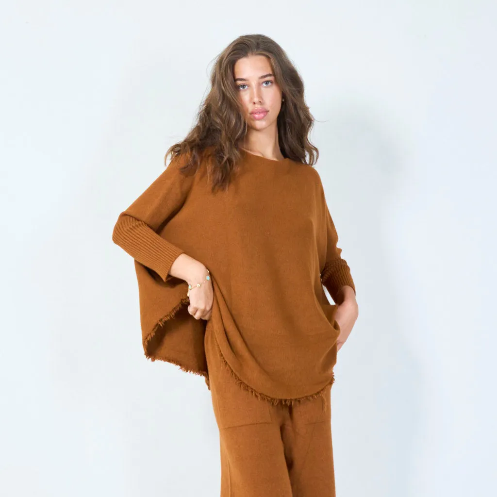 Fringe hem knit poncho wholesale