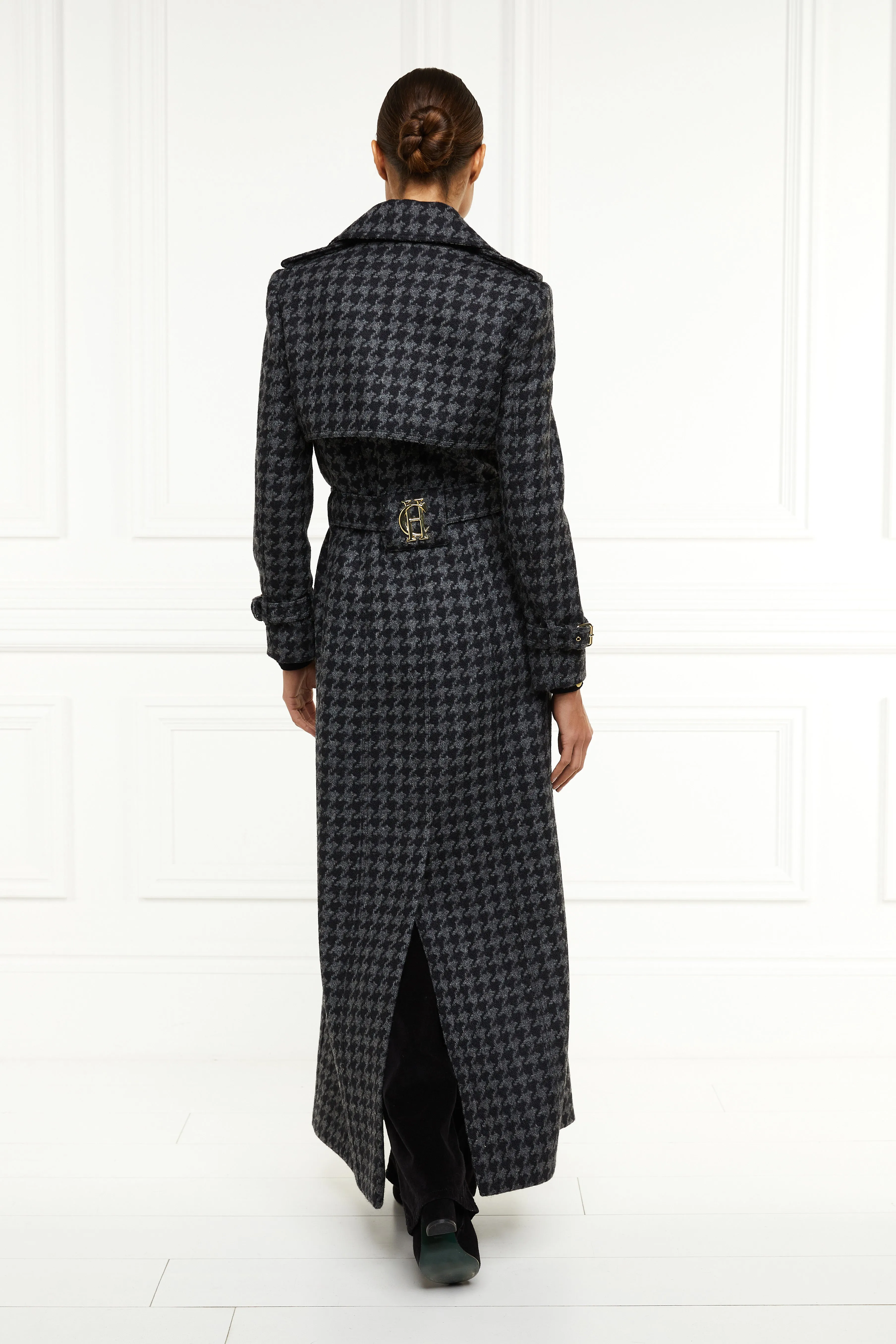 Full Length Chelsea Trench Coat (Large Scale Charcoal Houndstooth)