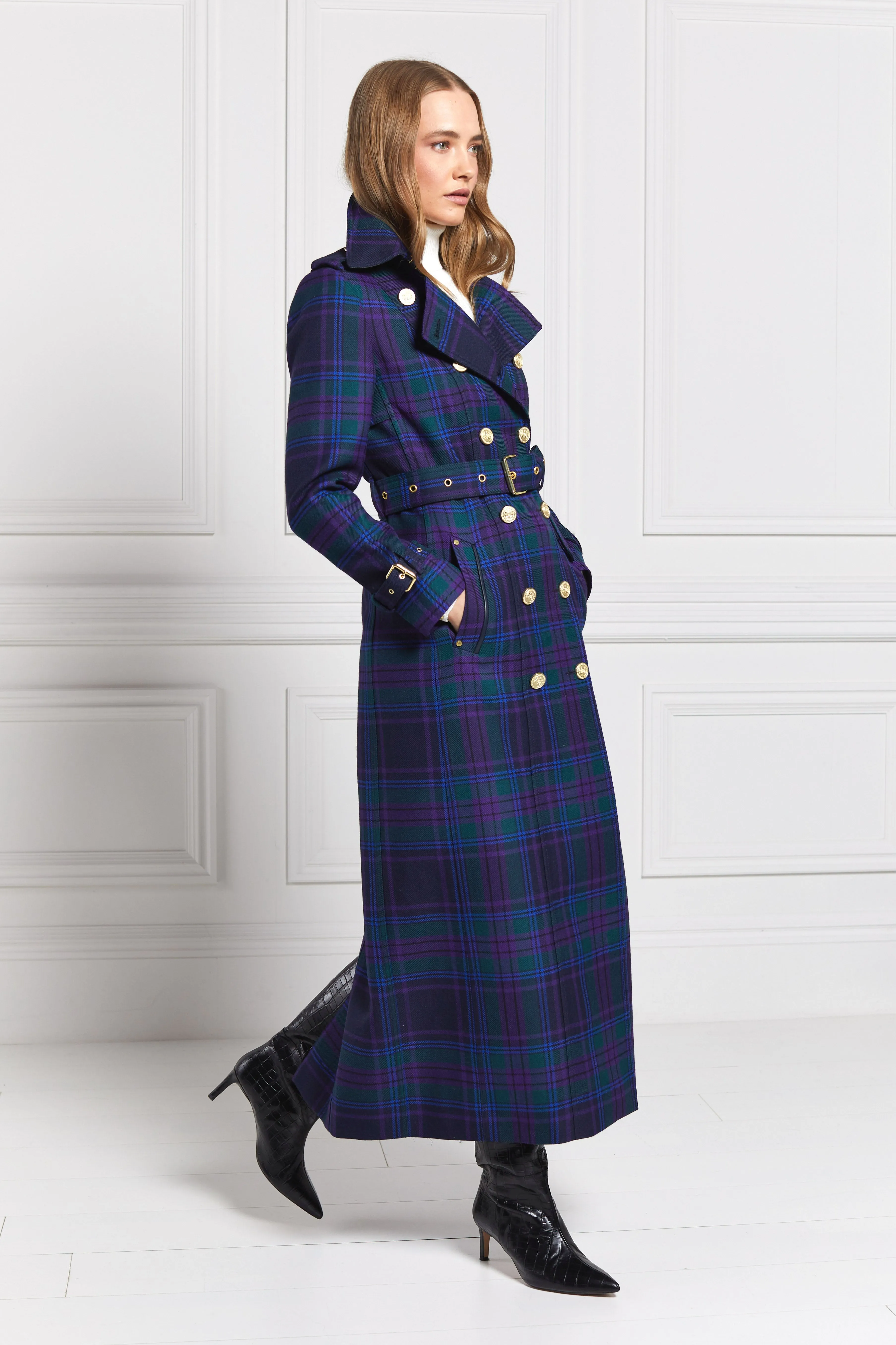 Full Length Marlborough Trench Coat (Heather Tartan)