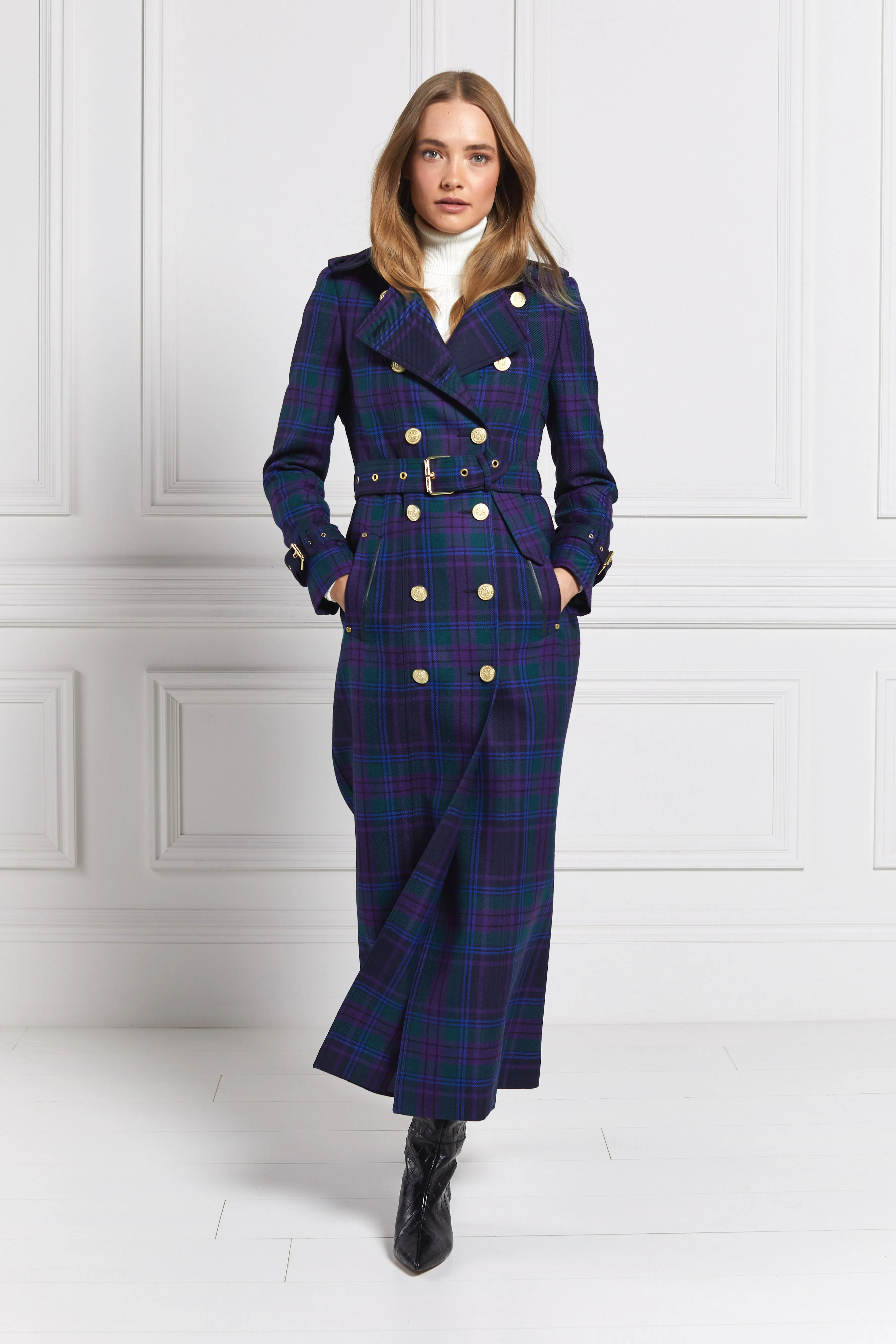 Full Length Marlborough Trench Coat (Heather Tartan)