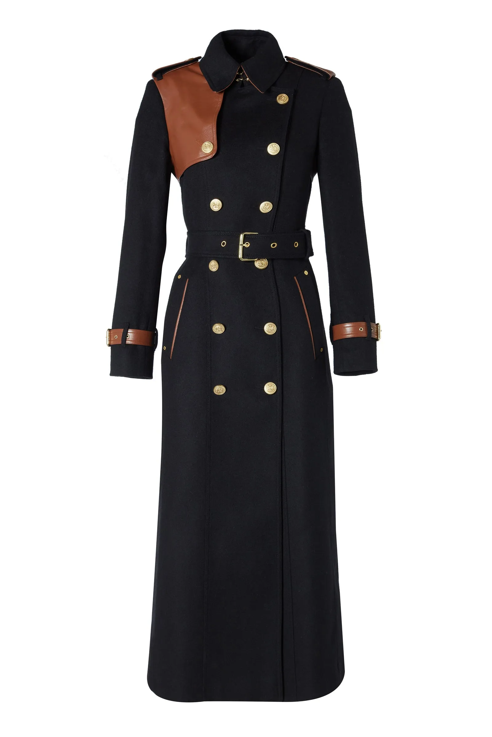 Full Length Marlborough Trench Coat (Soft Black Tan)