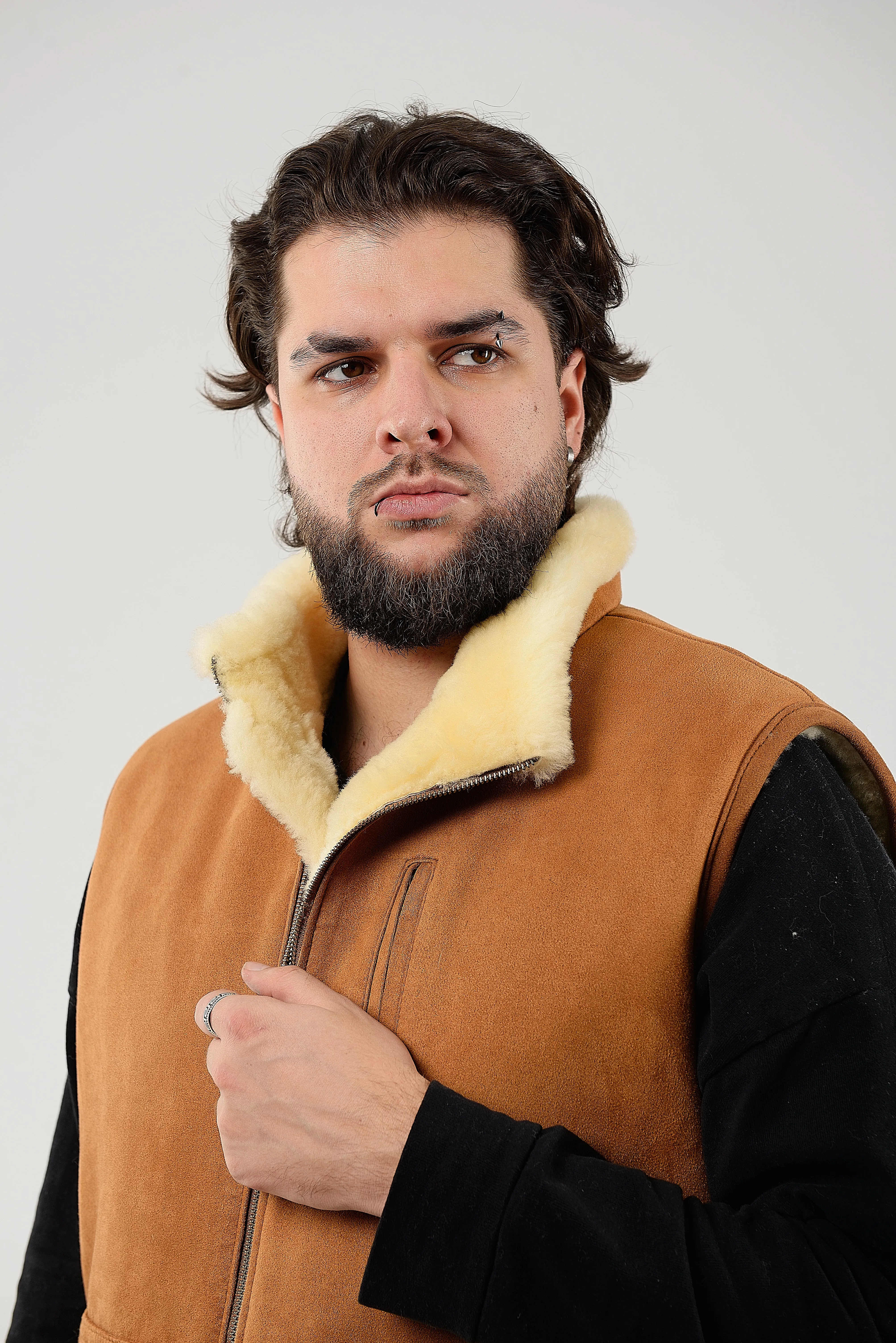 Ginger Sheepskin Vest with Patch Pocket Medical Sheepskin Hypoallergenic