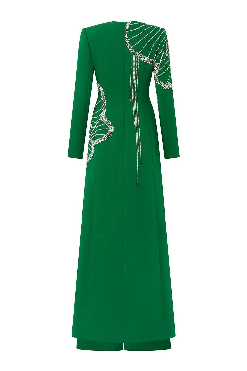 Gracef Sheath Round Neck Velvet Satin Floor Length Ao Dai