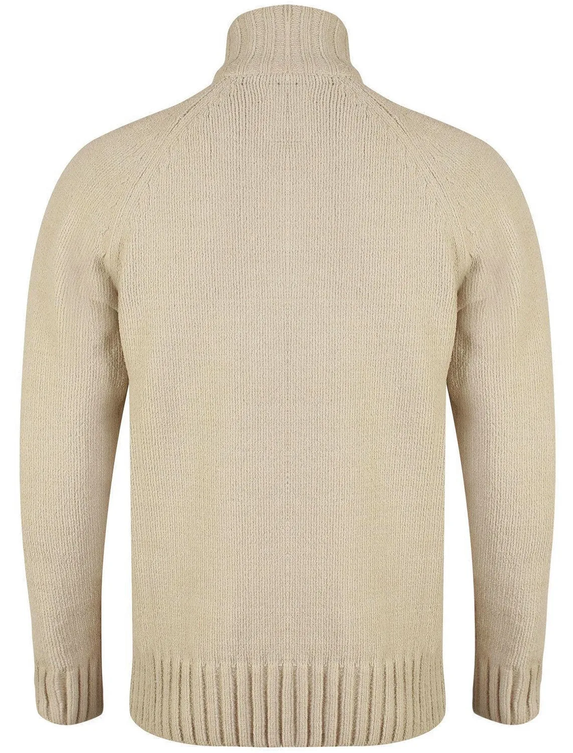 Haggs Zip Neck Chenille Pullover Jumper in Stone - Kensington Eastside