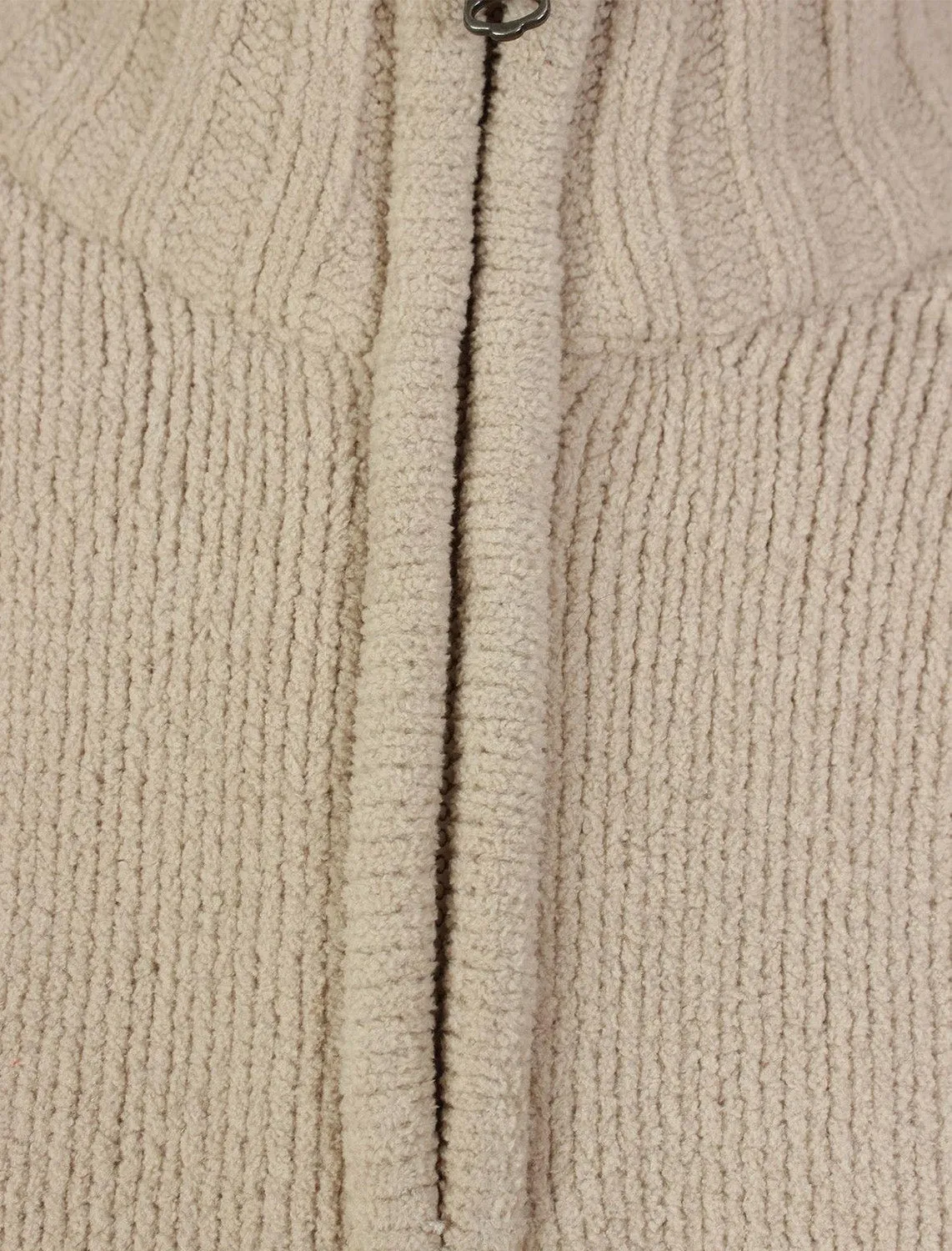 Haggs Zip Neck Chenille Pullover Jumper in Stone - Kensington Eastside