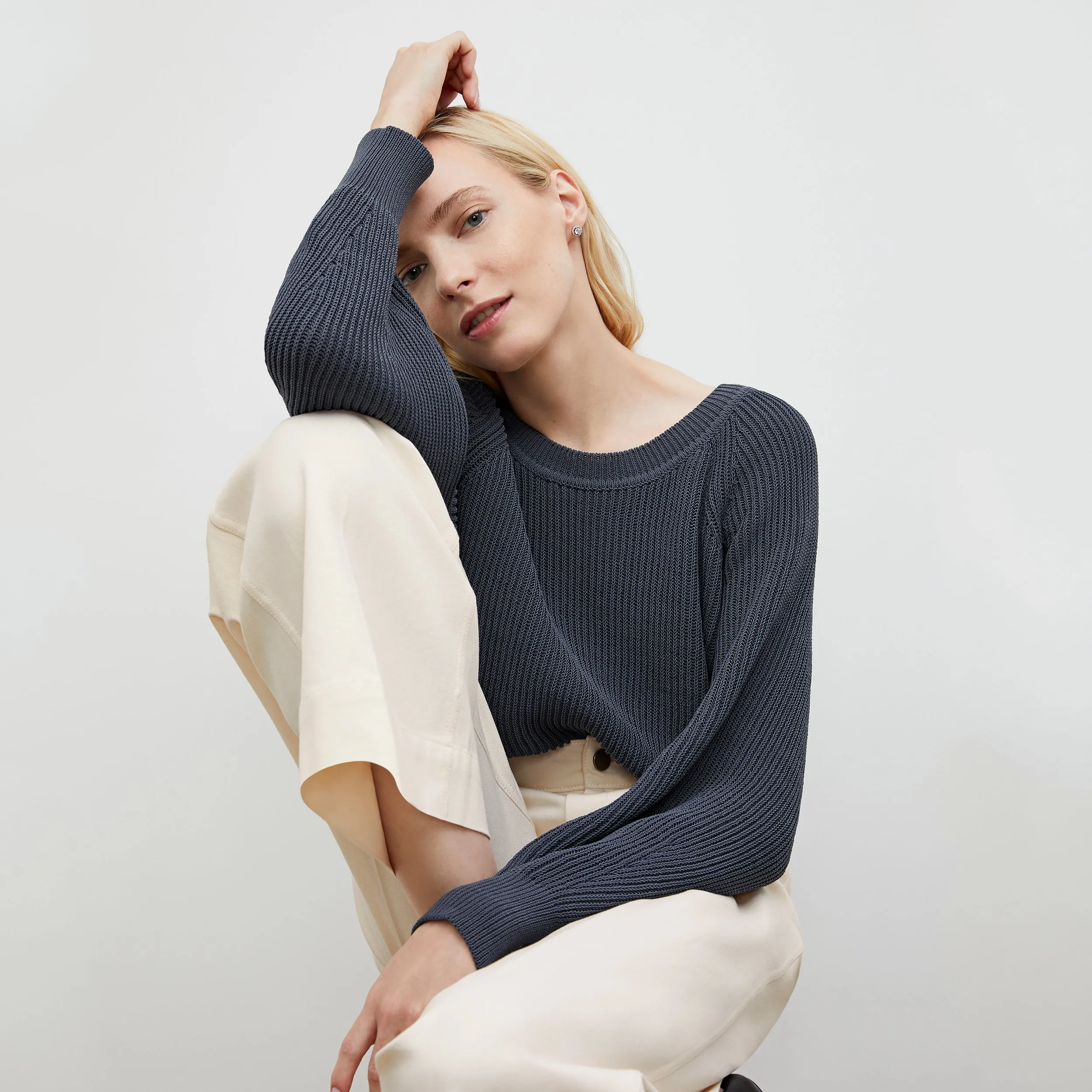 Jo Sweater - Sleek Cotton :: Dusty Indigo