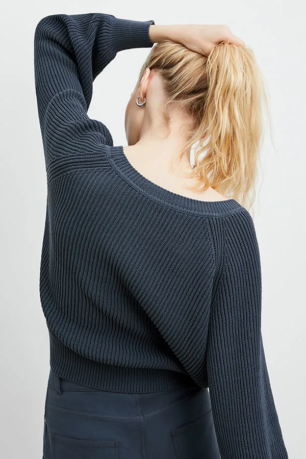 Jo Sweater - Sleek Cotton :: Dusty Indigo