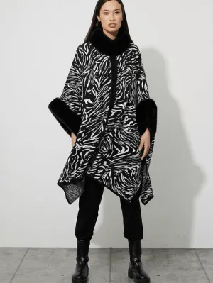 Joseph Ribkoff T Black White Printed Poncho Wrap 223943 110