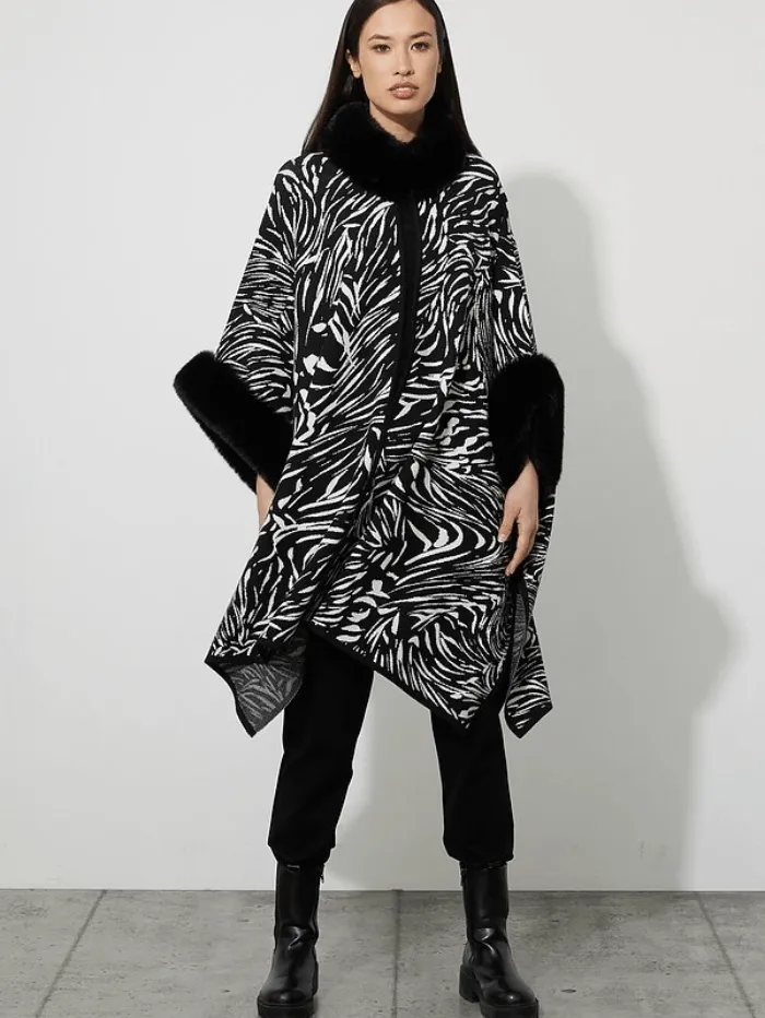 Joseph Ribkoff T Black White Printed Poncho Wrap 223943 110