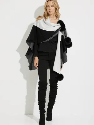 Joseph Ribkoff Two Tone Poncho With Faux Fur Detail 223966 110