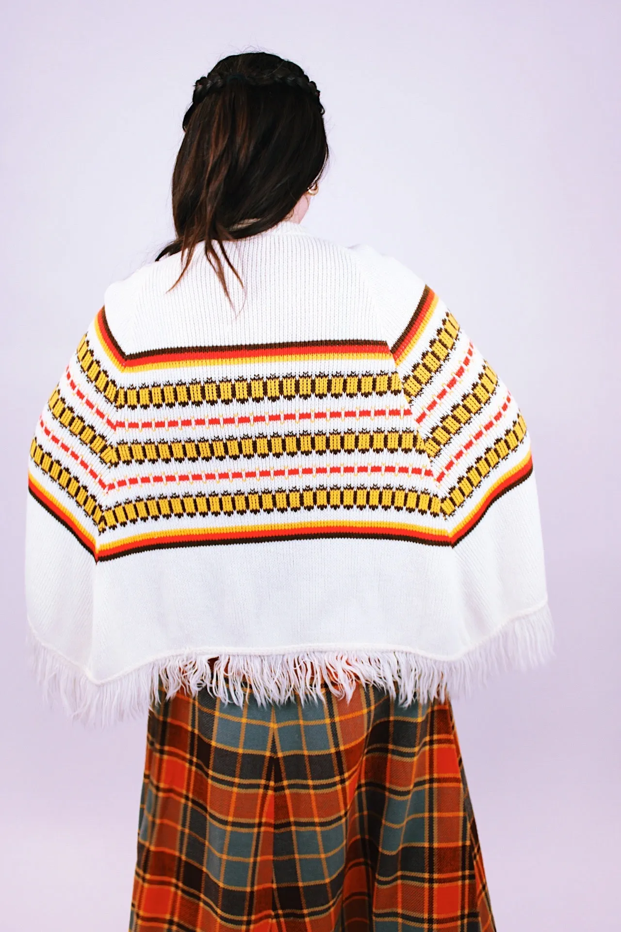 Knitted Fringed Poncho