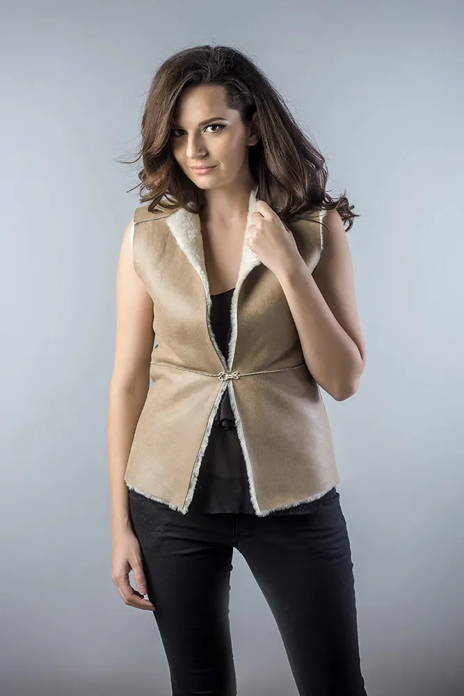 Light Brown Reversible Natural Nappa Sheepskin Fur Vest