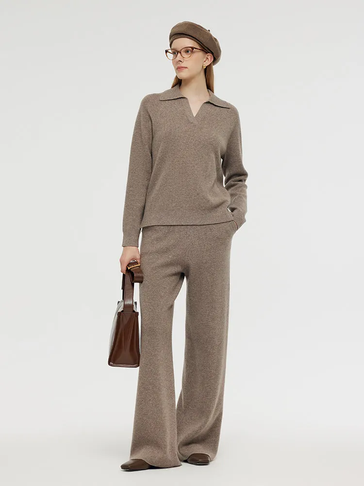 Machine Washable Wool Knit Top And Pants Two-Piece Set