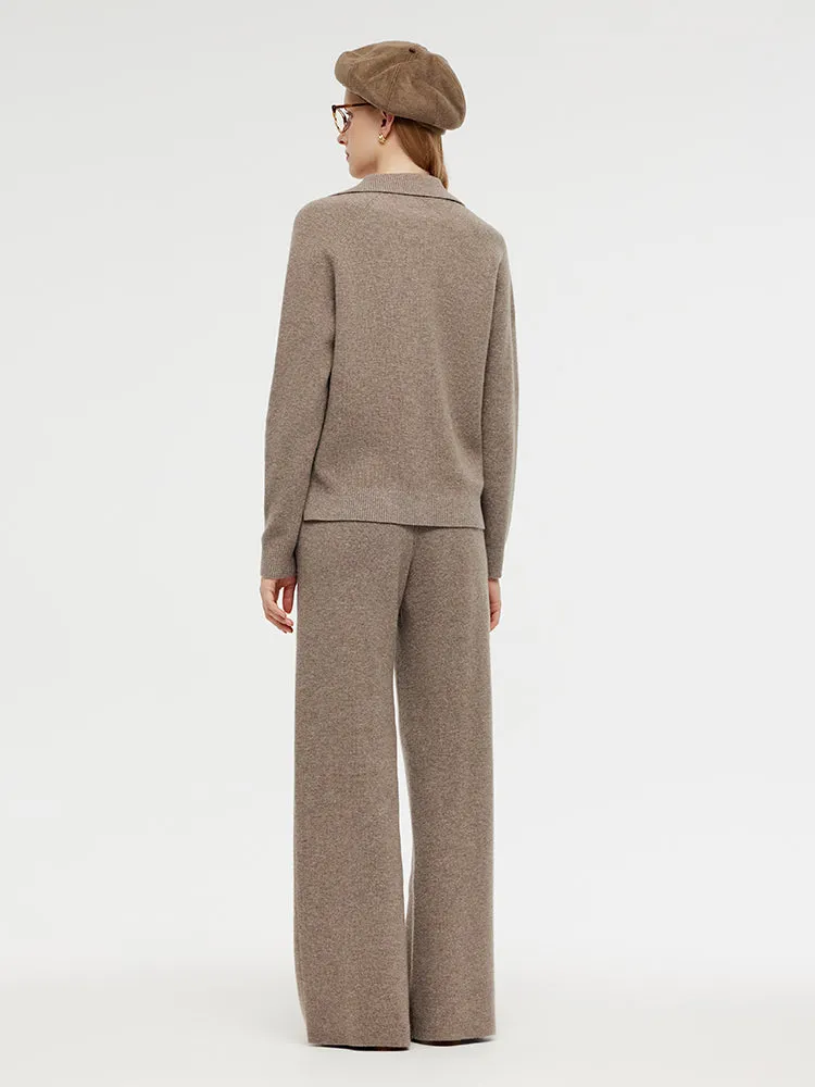 Machine Washable Wool Knit Top And Pants Two-Piece Set