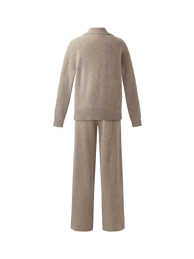 Machine Washable Wool Knit Top And Pants Two-Piece Set