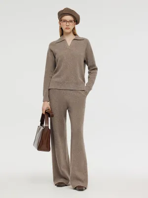 Machine Washable Wool Knit Top And Pants Two-Piece Set