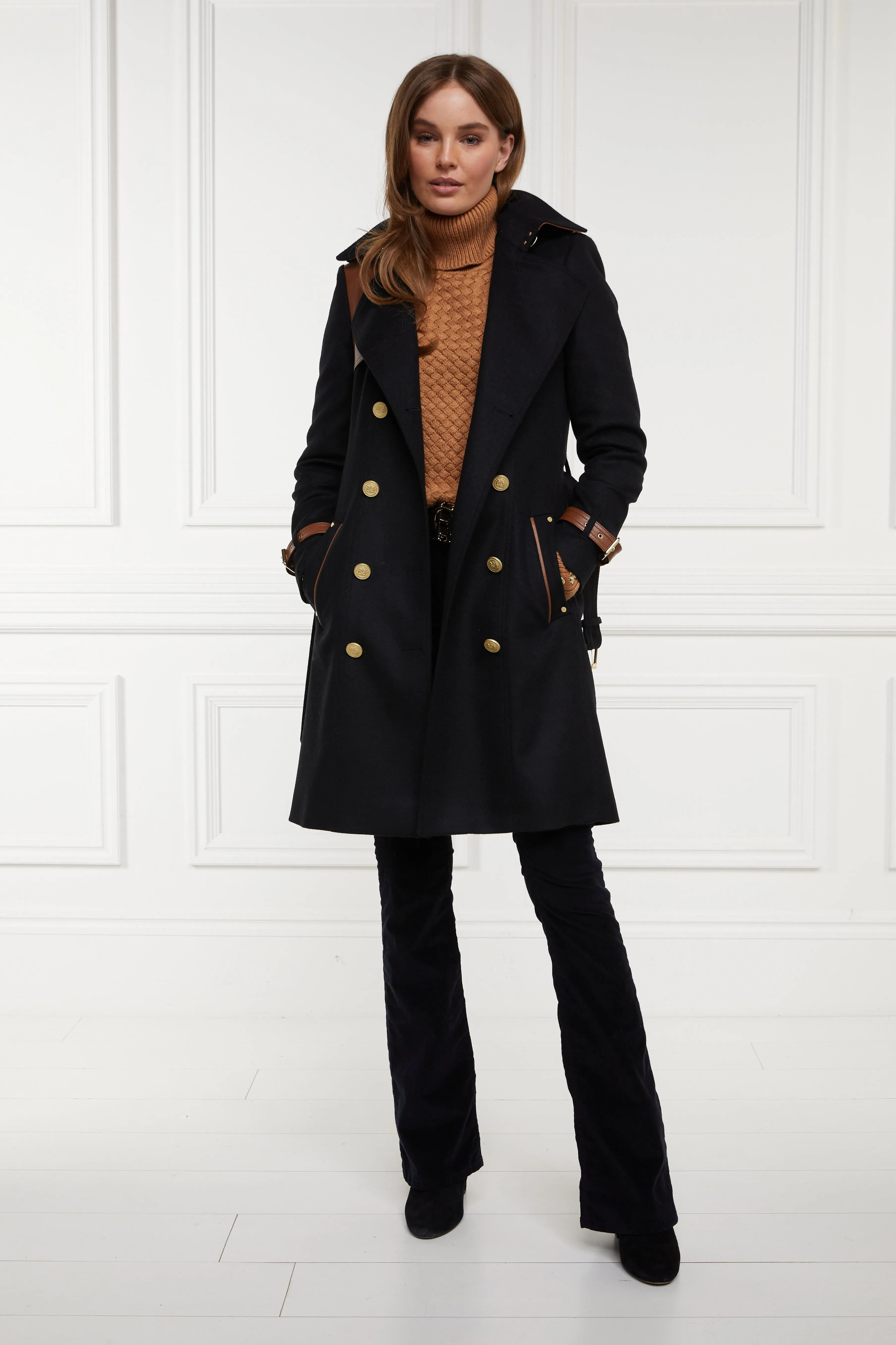 Marlborough Trench Coat (Soft Black Tan)