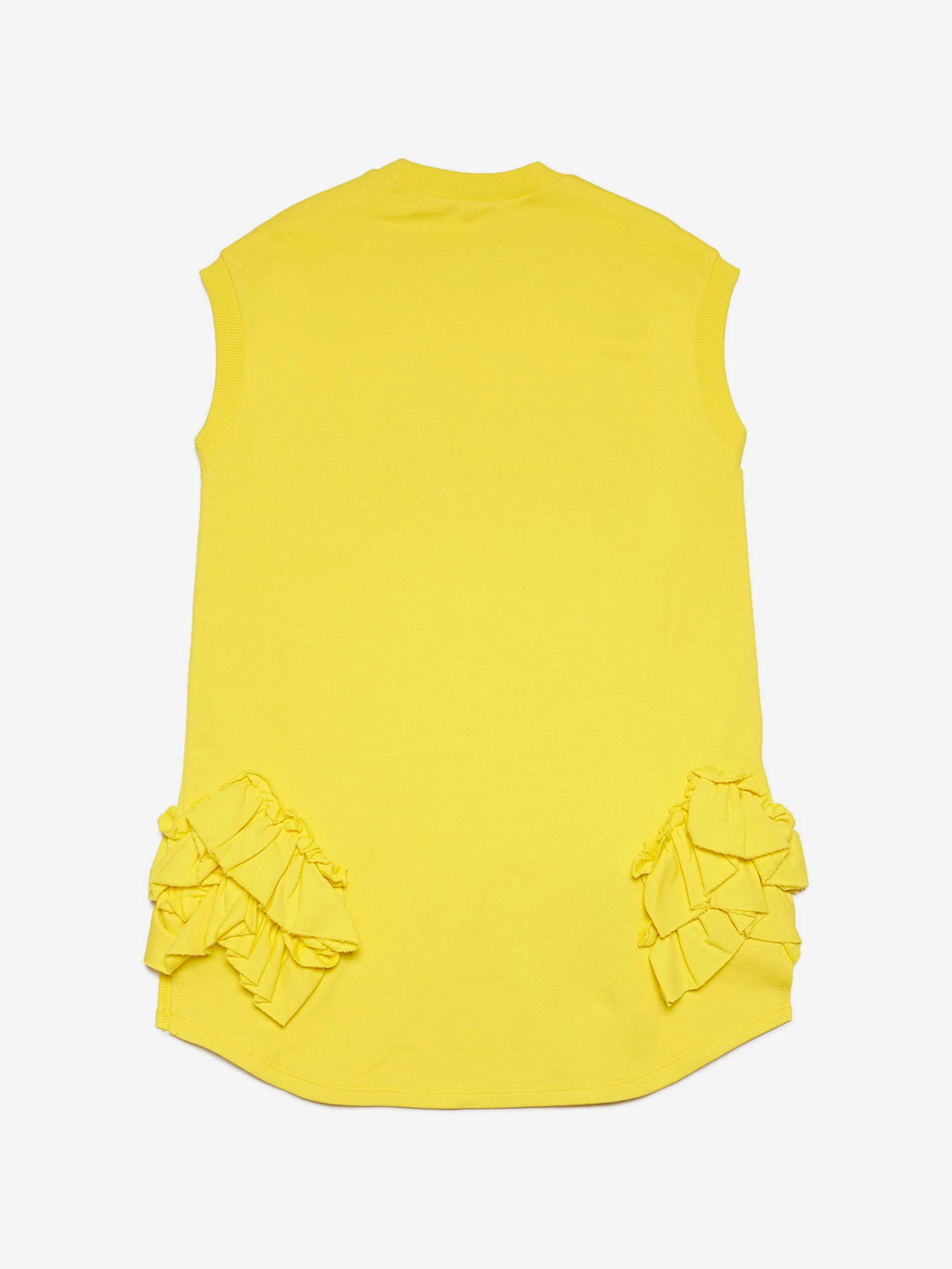 MARNI Girls Sleeveless Ruffle Sweater Dress in Yellow