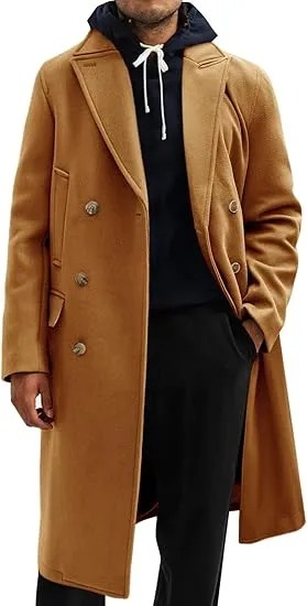 Men's Business Trench Wool Pea Navy Coat