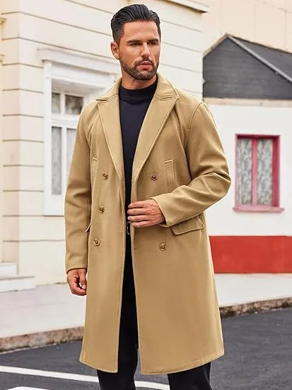 Men's Business Trench Wool Pea Navy Coat